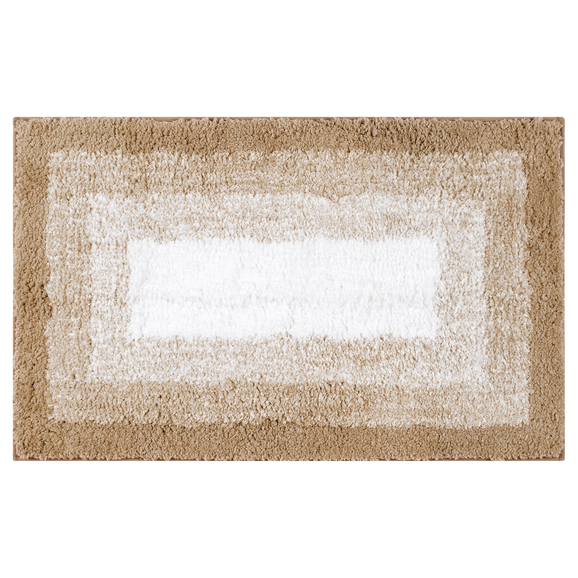 Unique Bargains Absorbent Bath Rug Non-Slip Plush Shaggy Bath Carpet Bath Mats Brown Geometry Rectangle 20" x 32"