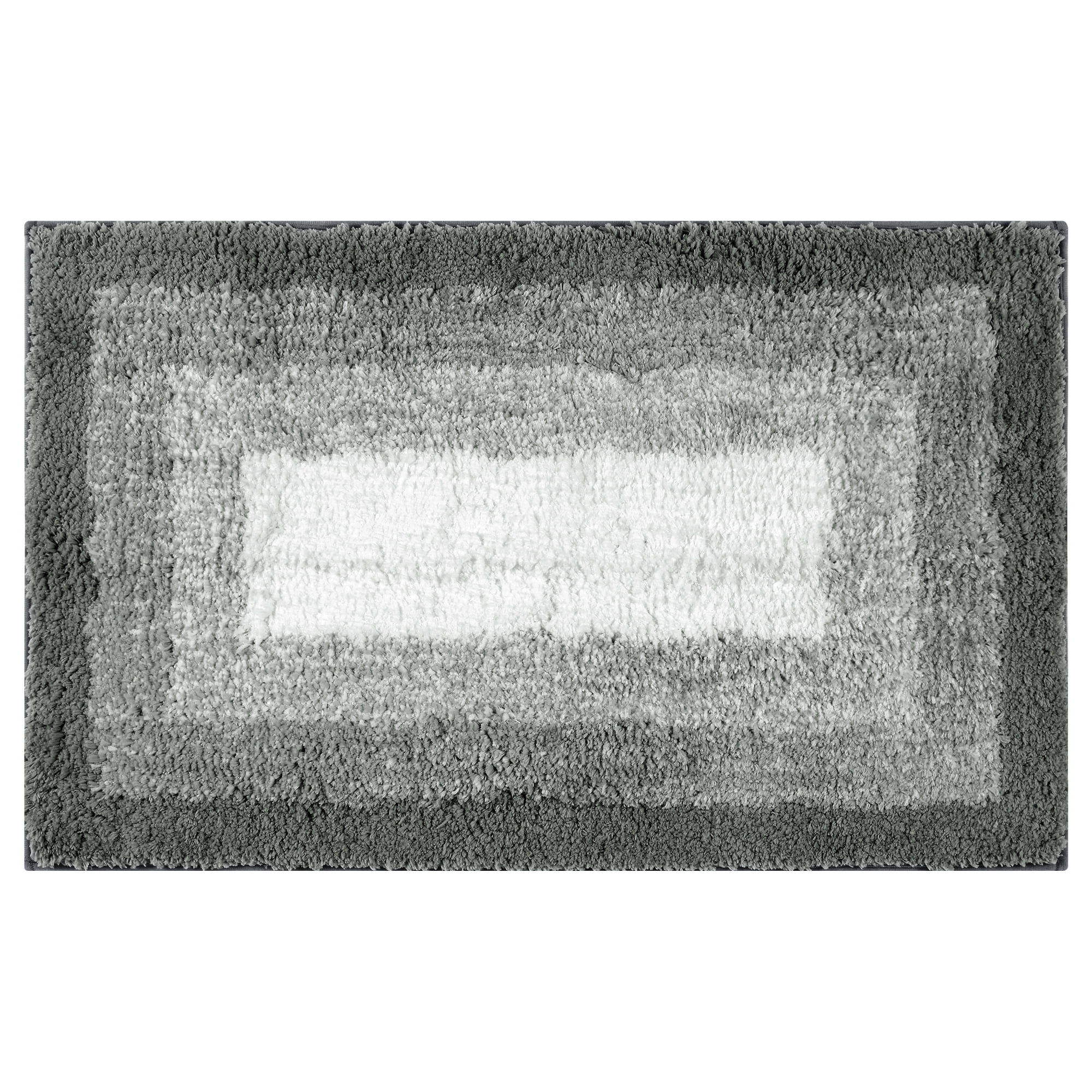 Unique Bargains Absorbent Bath Rug Non-Slip Plush Shaggy Bath Carpet Bath Mats Gray Geometry Rectangle 20" x 32"