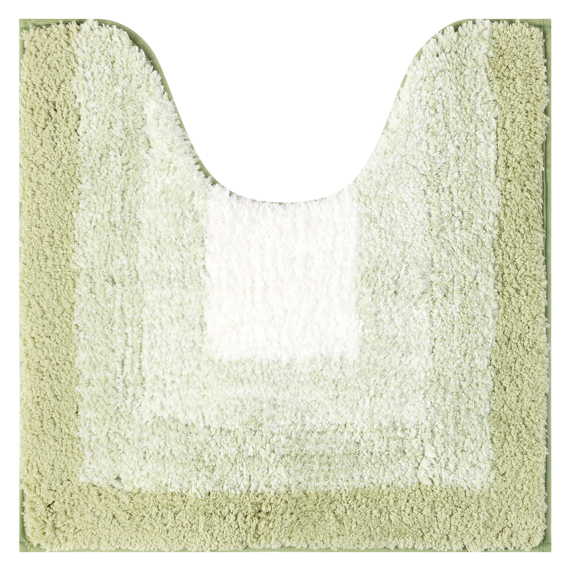 Unique Bargains Absorbent Bath Rug Non-Slip Plush Shaggy Bath Carpet Bath Mats Green Geometry U-Shaped 20" x 20"