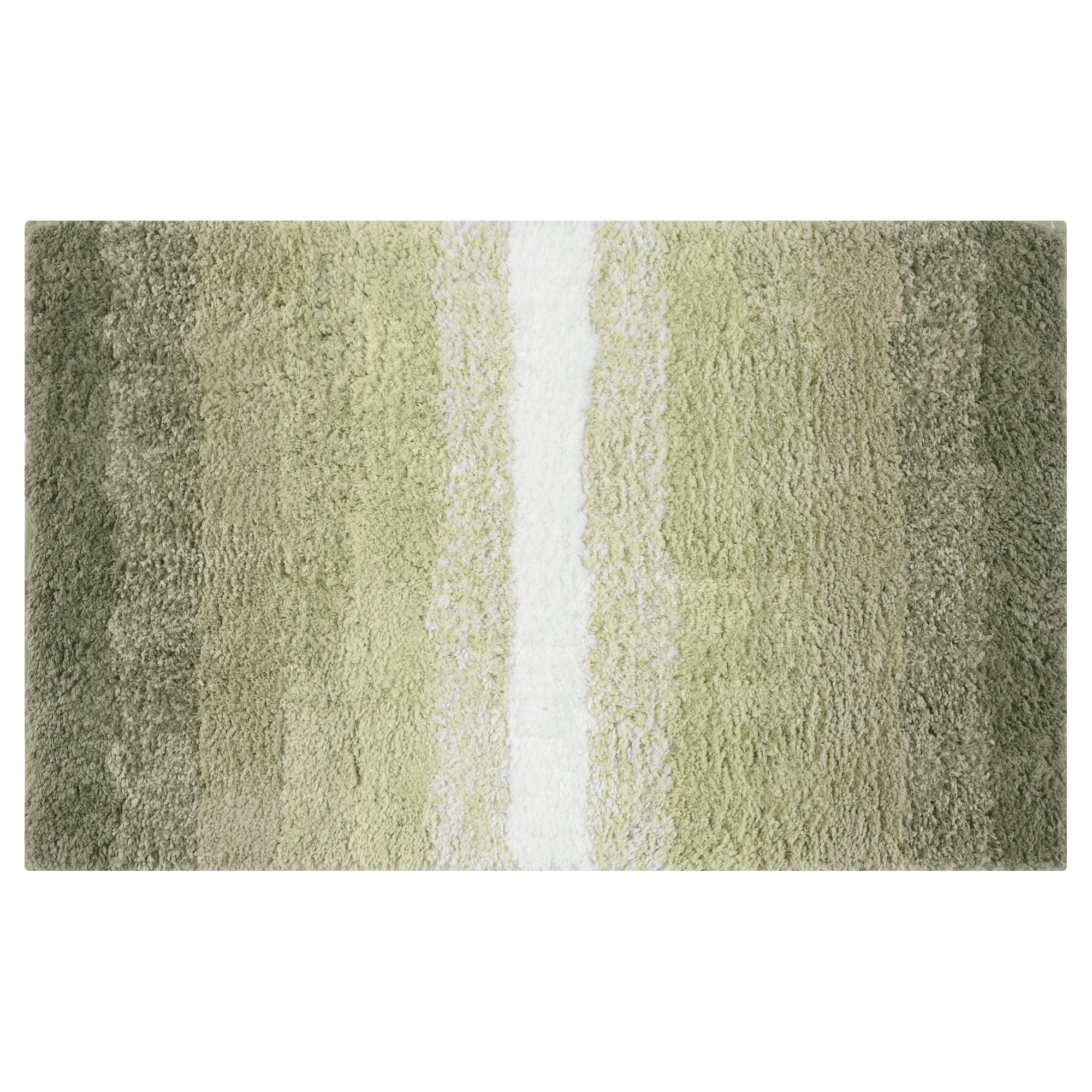 Unique Bargains Absorbent Bath Rug Non-Slip Plush Shaggy Bath Carpet Bath Mats Striped Green Rectangle 20" x 32"