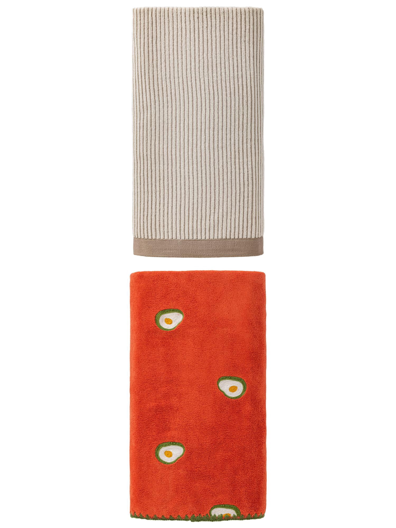 Unique Bargains Absorbent Bath Towel, Lint Free, Easy Care 2 Pack Brown/Red 55" x 28"