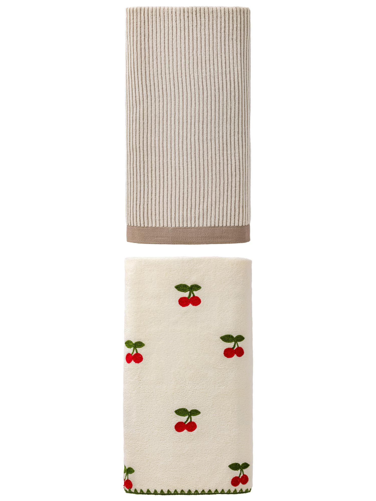 Unique Bargains Absorbent Bath Towel, Lint Free, Easy Care 2 Pack Brown/White 55" x 28"