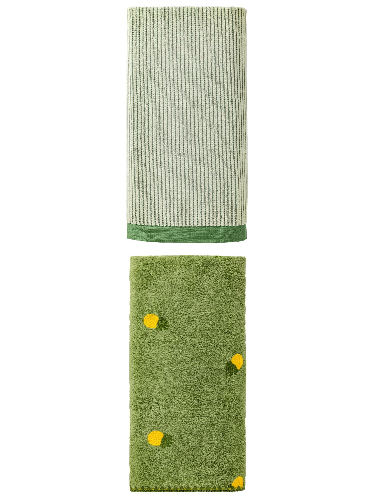 Unique Bargains Absorbent Bath Towel, Lint Free, Easy Care 2 Pack Green 55" x 28"