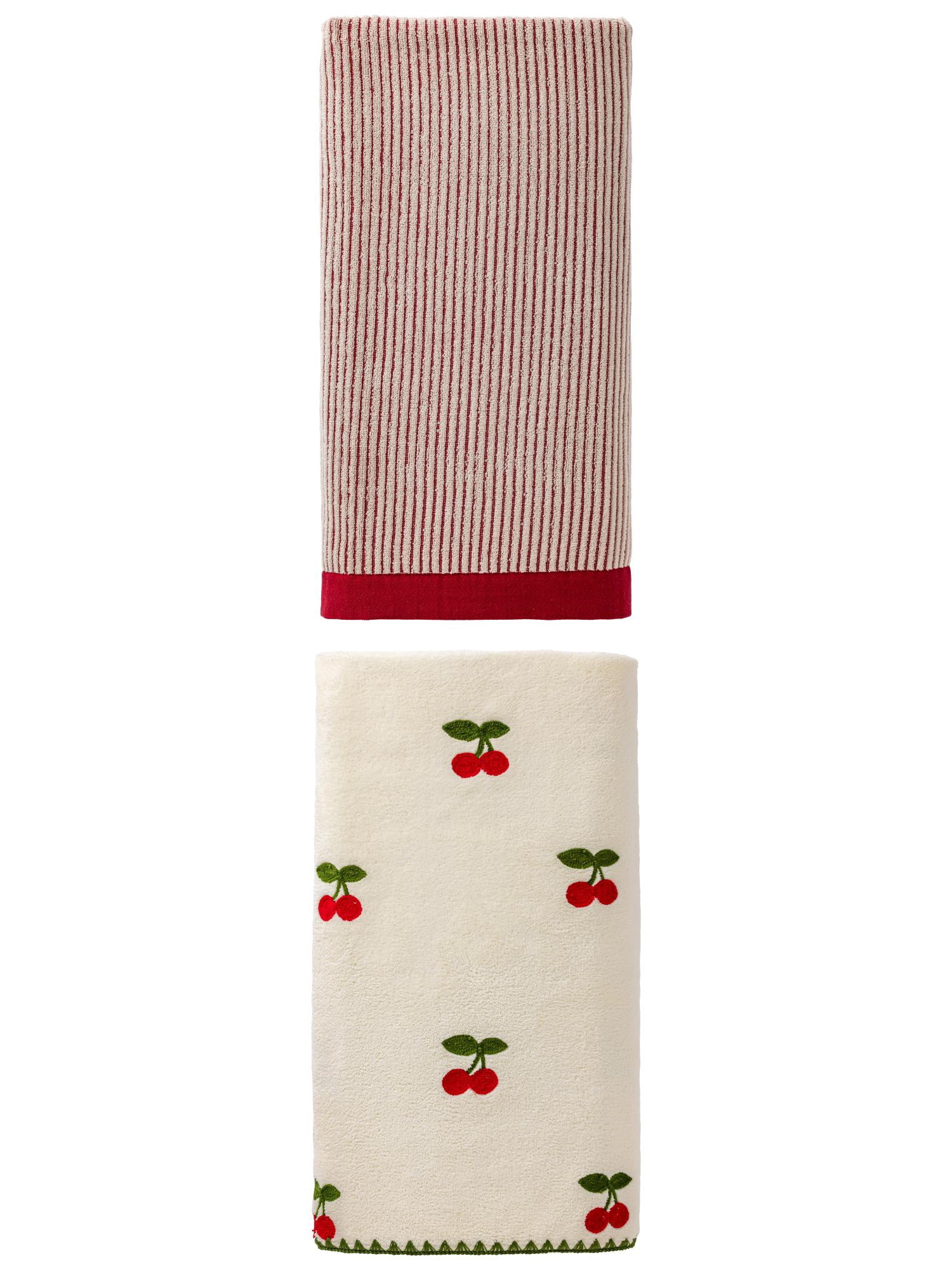 Unique Bargains Absorbent Bath Towel, Lint-Free, Hotel-Grade 2 Pack Red/White 55" x 28"