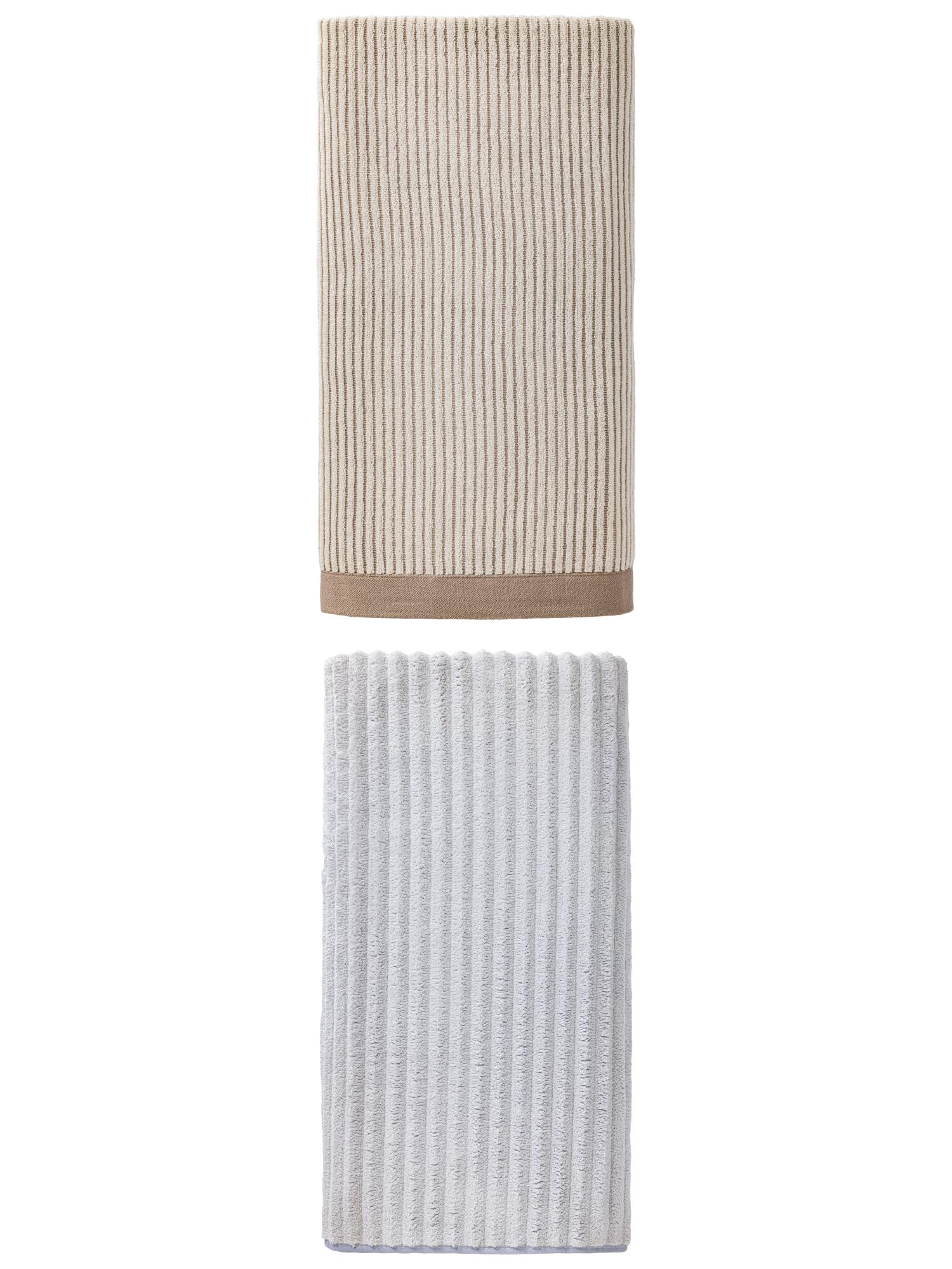 Unique Bargains Absorbent Bath Towel, Super Comfort 2 Pack Brown/Light Grey 55" x 28"