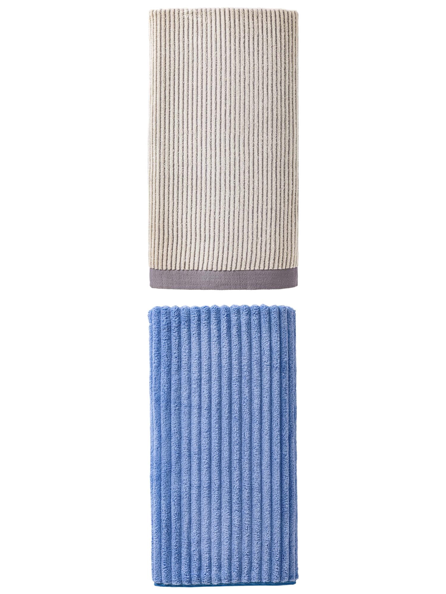 Unique Bargains Absorbent Bath Towel, Super Comfort 2 Pack Grey/Sky Blue 55" x 28"