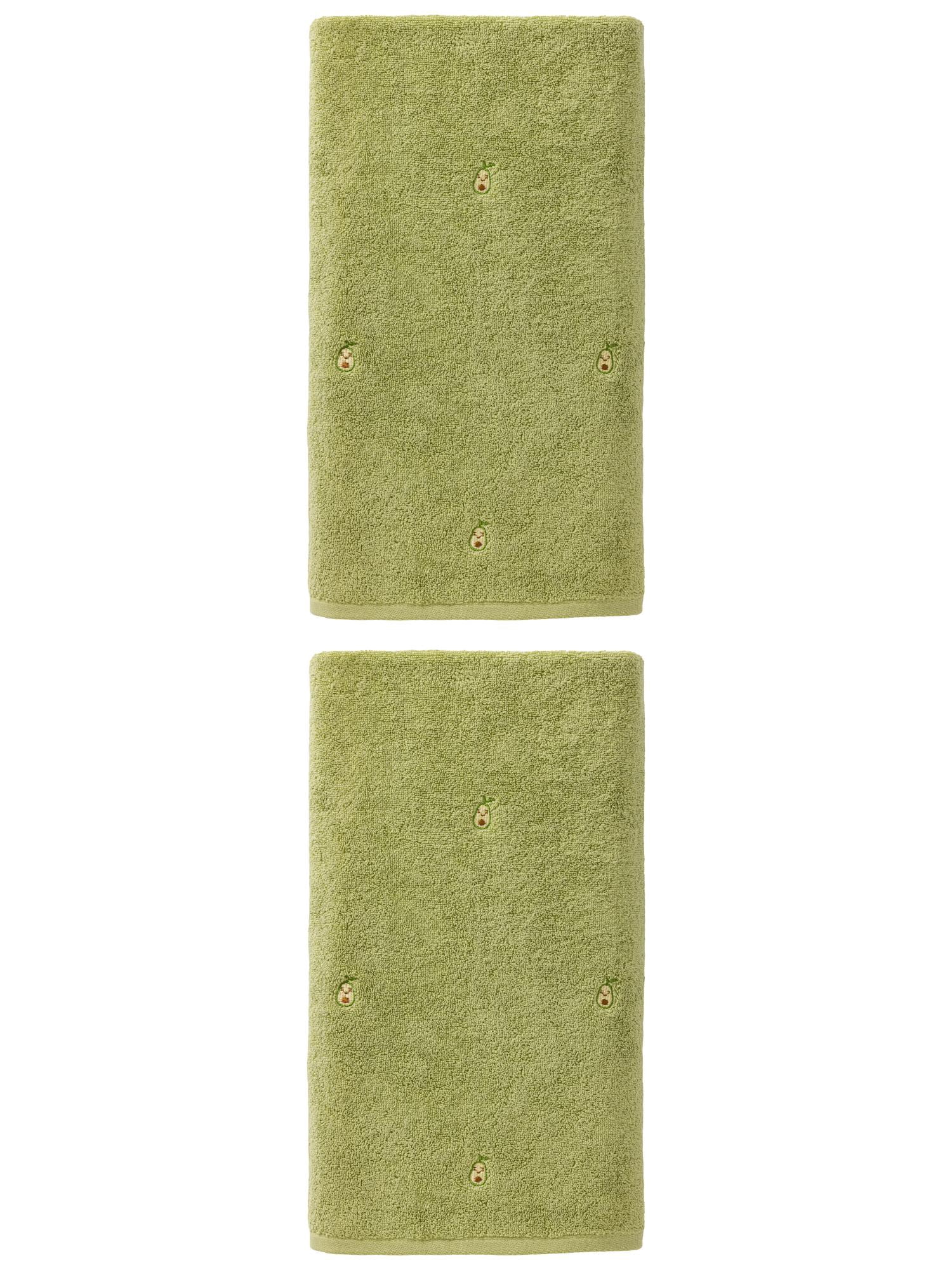 Unique Bargains Absorbent Cotton Bath Towel 2 Pack Avocado Green 55"x28"