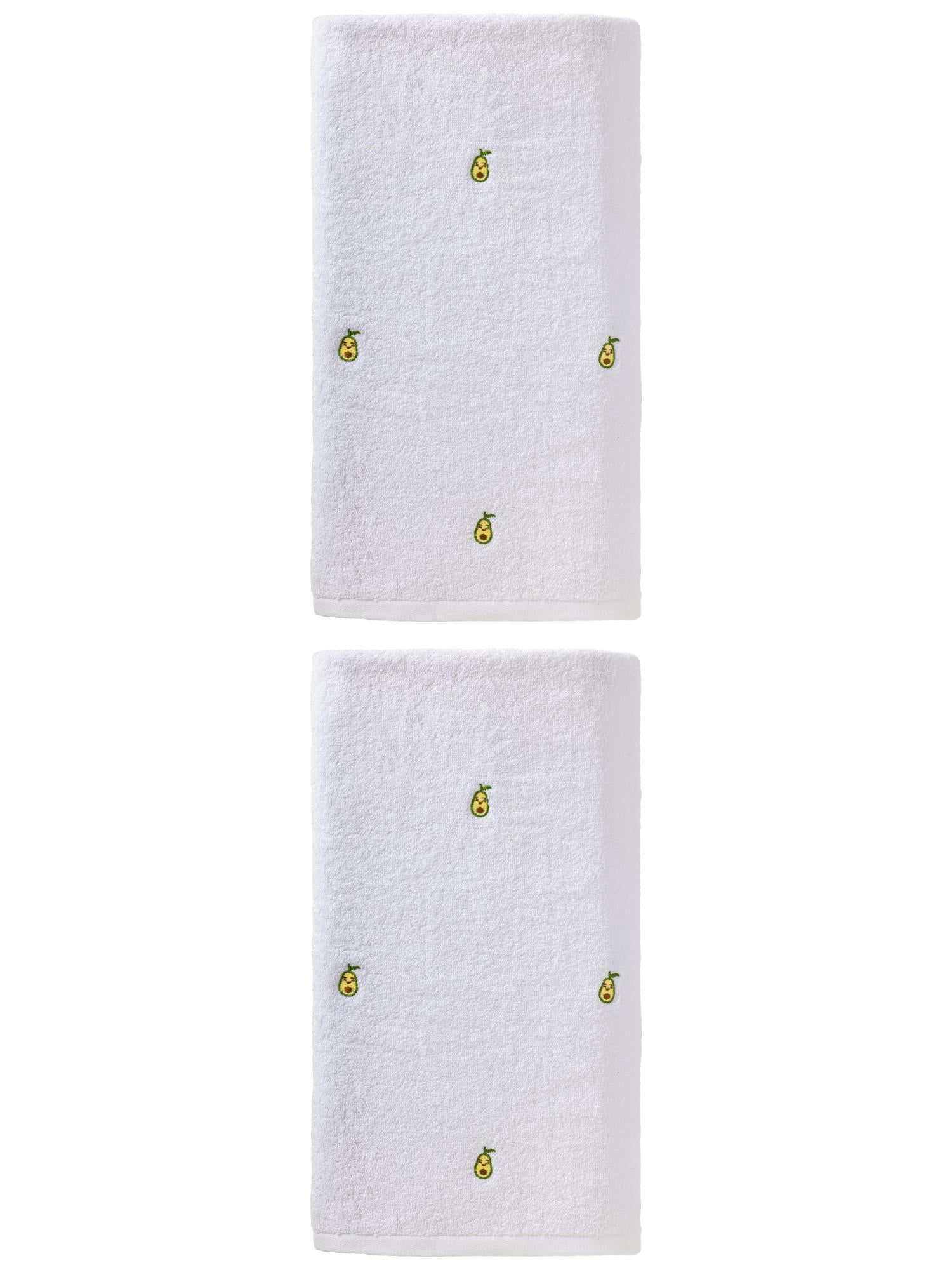 Unique Bargains Absorbent Cotton Bath Towel 2 Pack Avocado White 55"x28"