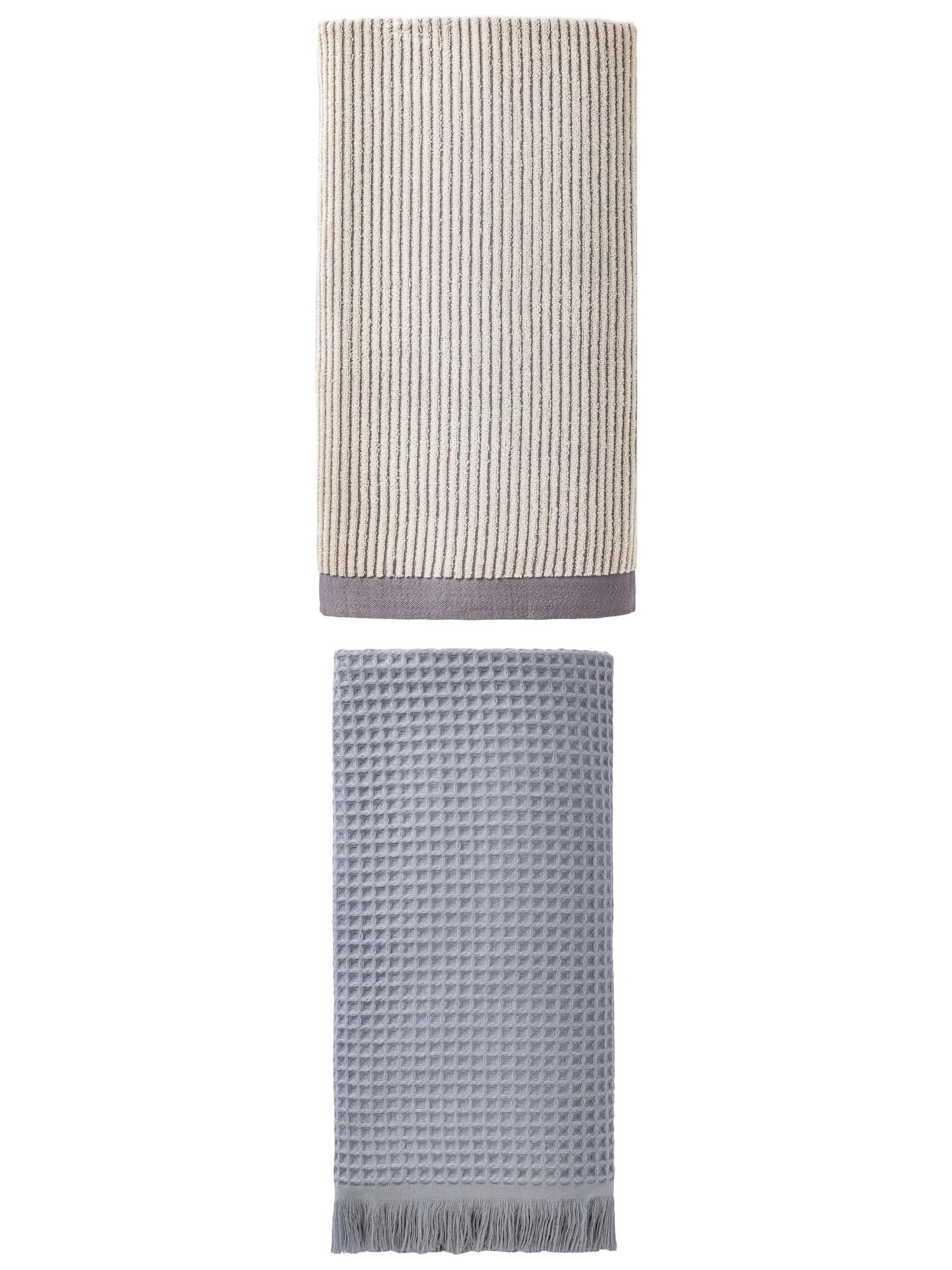 Unique Bargains Absorbent Bath Towel 2 Pack Grey 71" x 35"/55" x 28"
