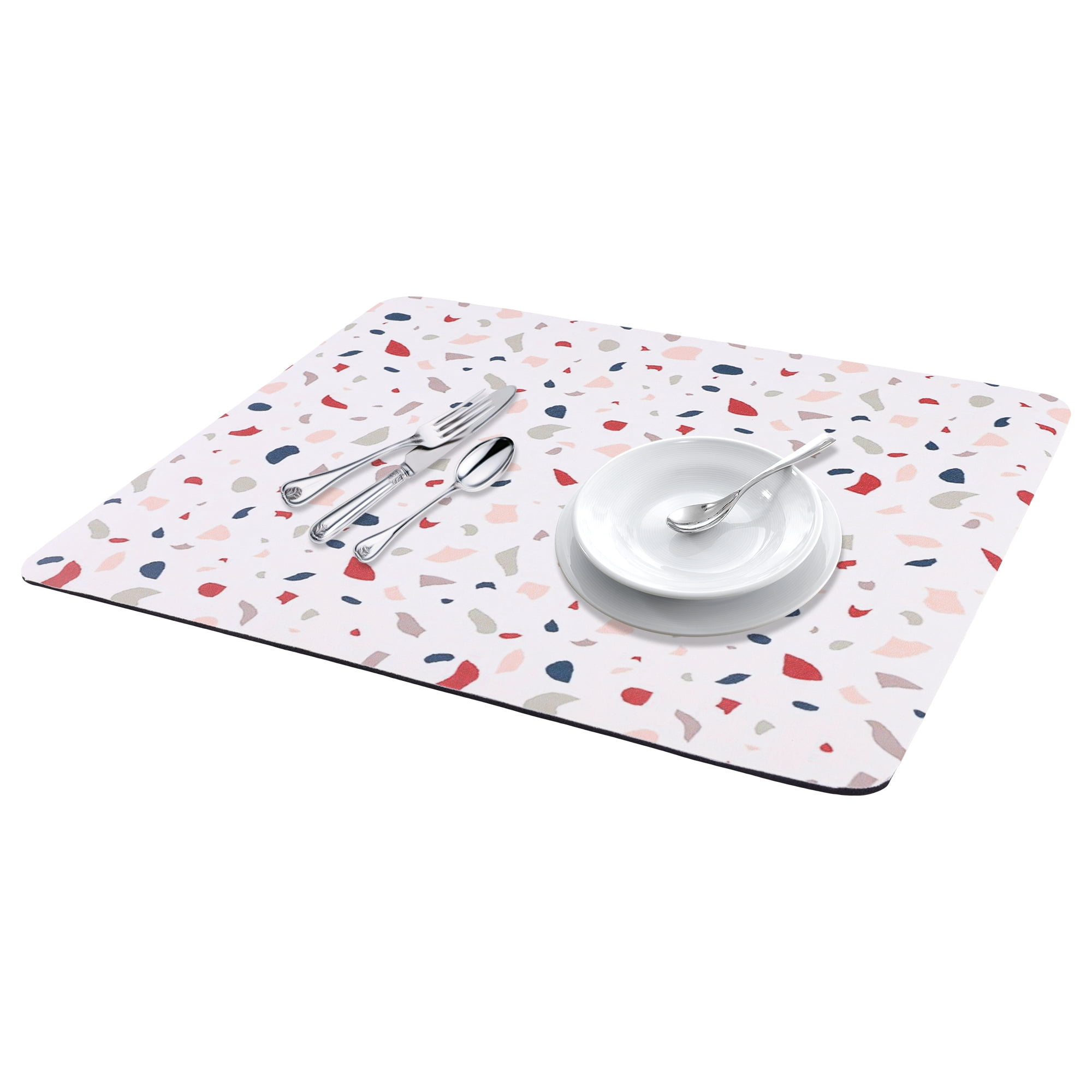 Unique Bargains Absorbent Dish Drying Mat for Kitchen Counter White 19.7*15.7 inch