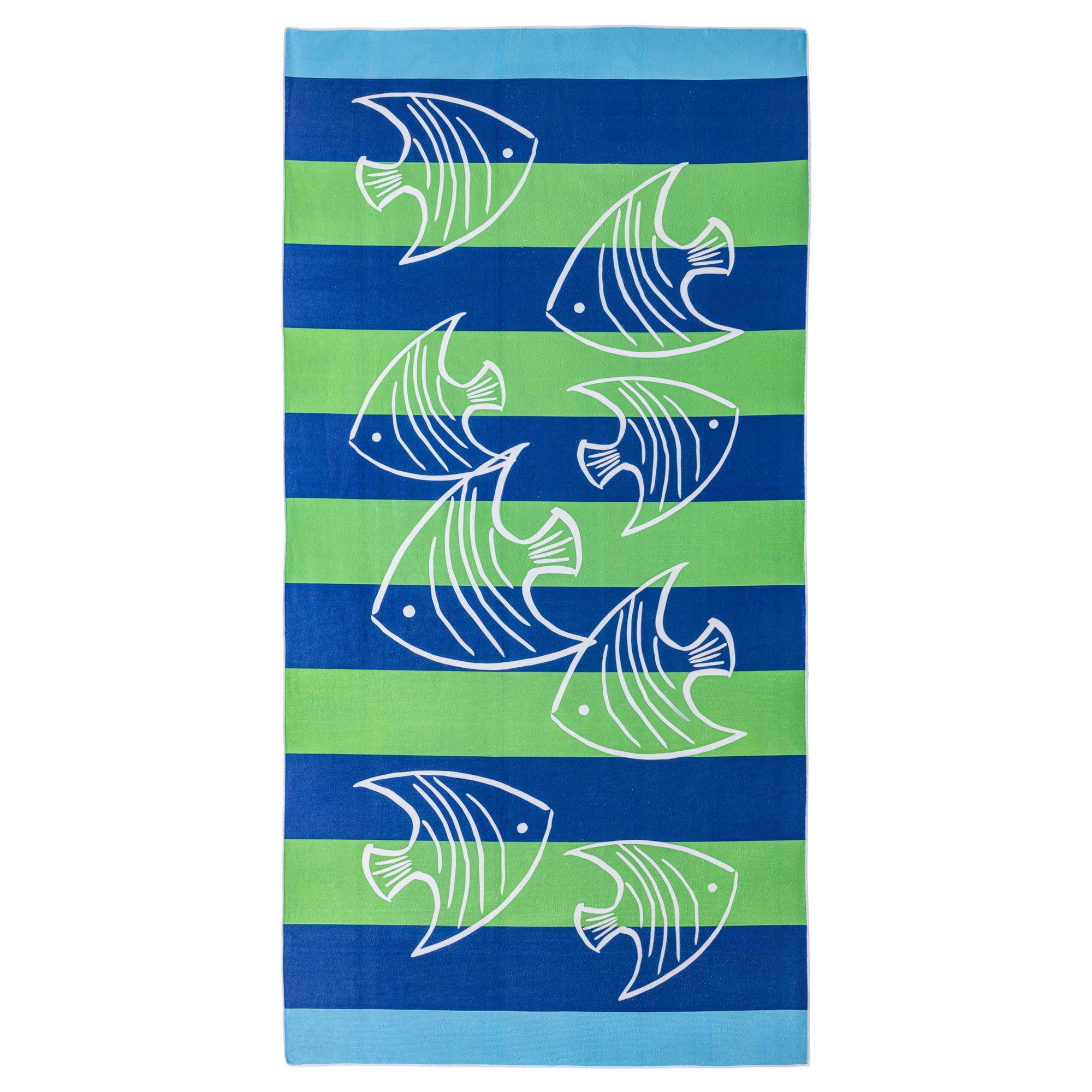 Unique Bargains Absorbent Lightweight Oversized Beach Towel Blue Green 71" x 35"