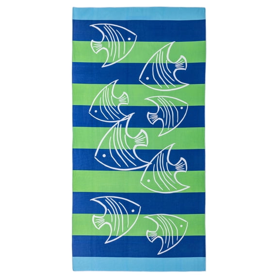 Unique Bargains Absorbent Lightweight Oversized Beach Towel Blue Green 71" x 35"