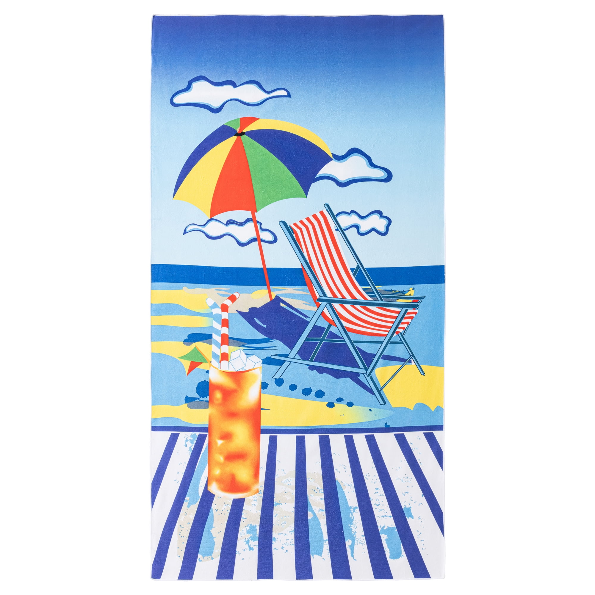 Unique Bargains Absorbent Lightweight Oversized Beach Towel Multi-Color 71" x 35"