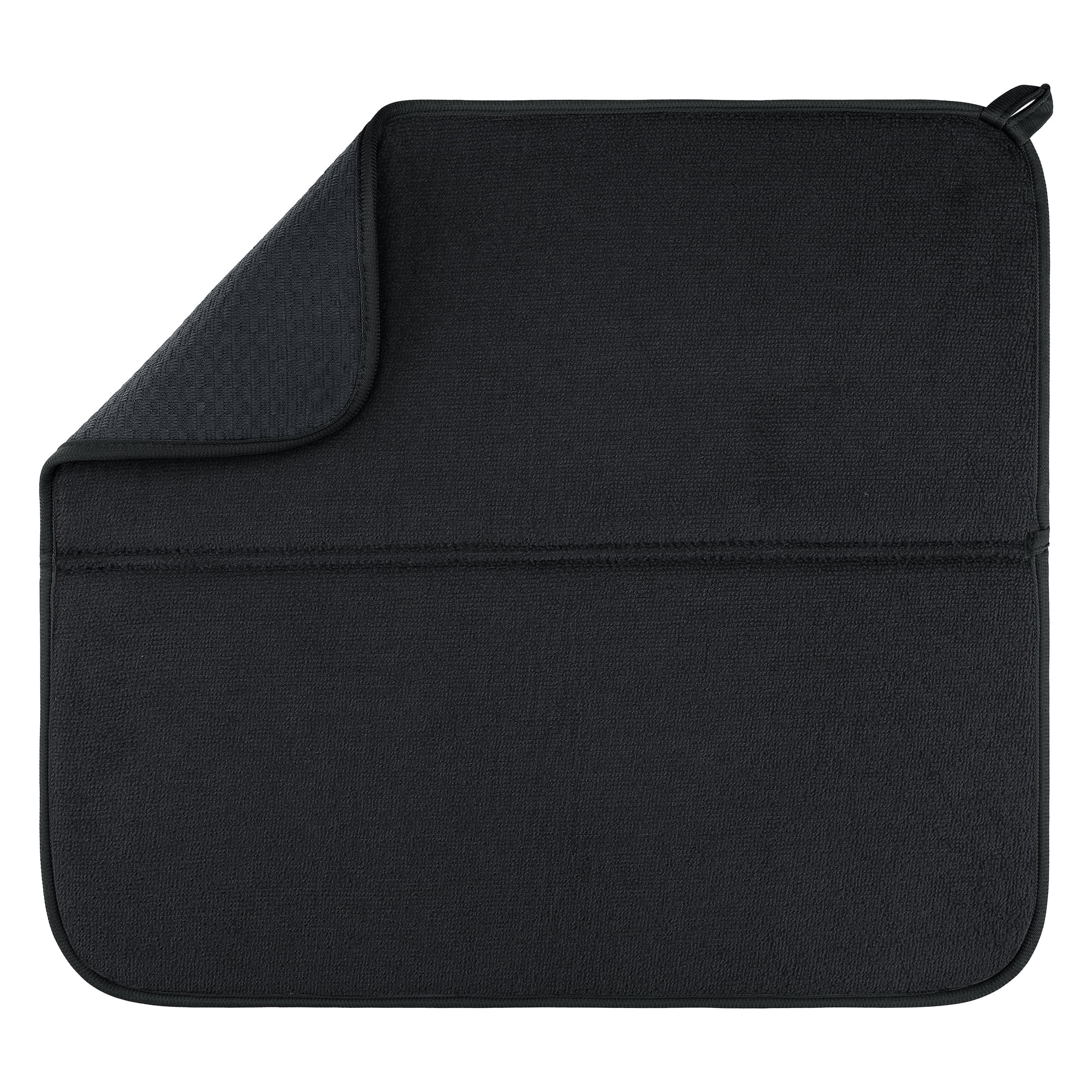 Unique Bargains Absorbent Microfiber Kitchen Drying Mat 17.7*15.7 in Black