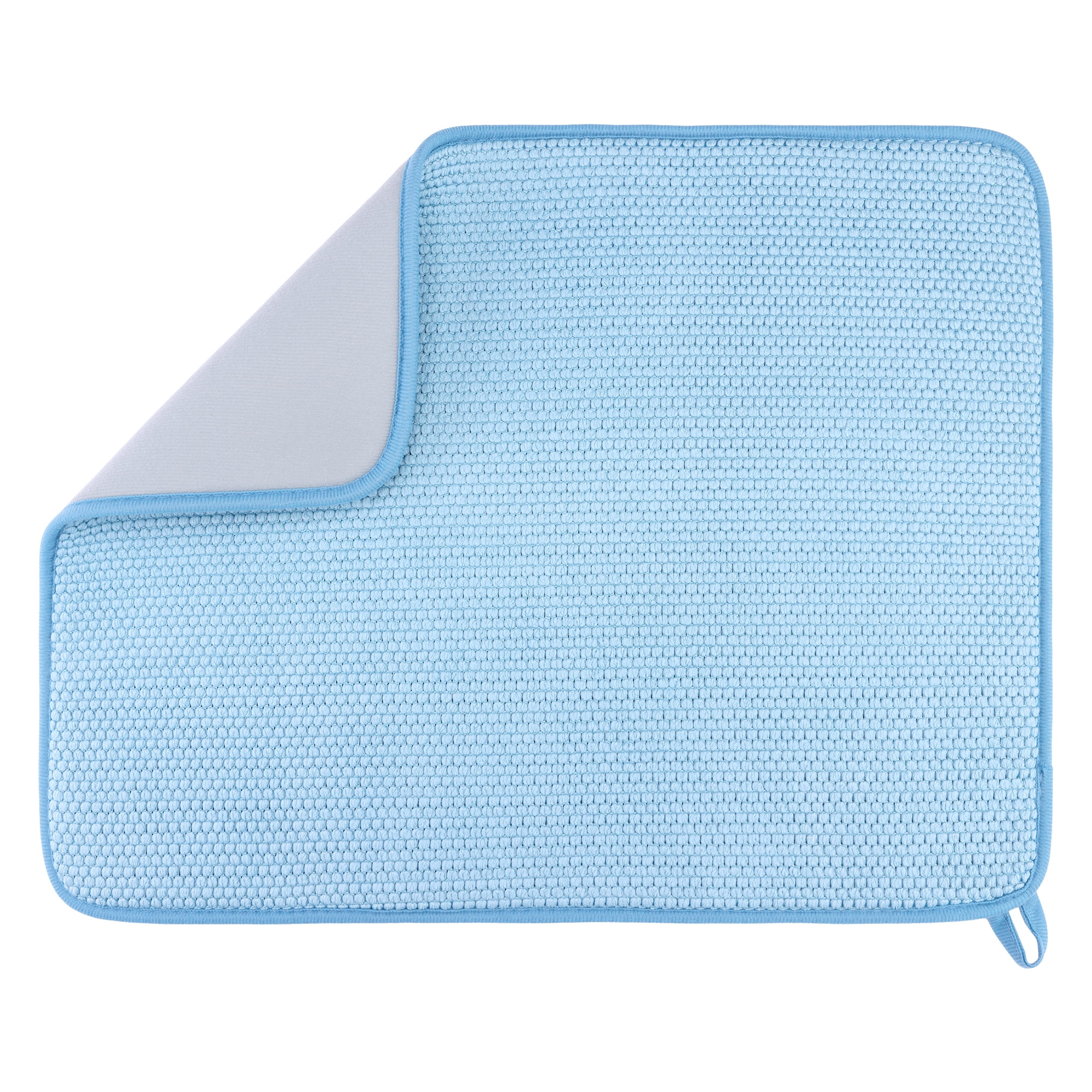 Unique Bargains Absorbent Microfiber Kitchen Drying Mat for Dishes Blue 19.7*15.0 in