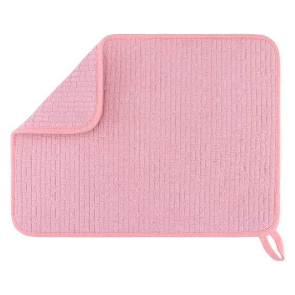 Unique Bargains Absorbent Microfiber Kitchen Mat Stone Drying Mat Pink 15.7*11.8 in