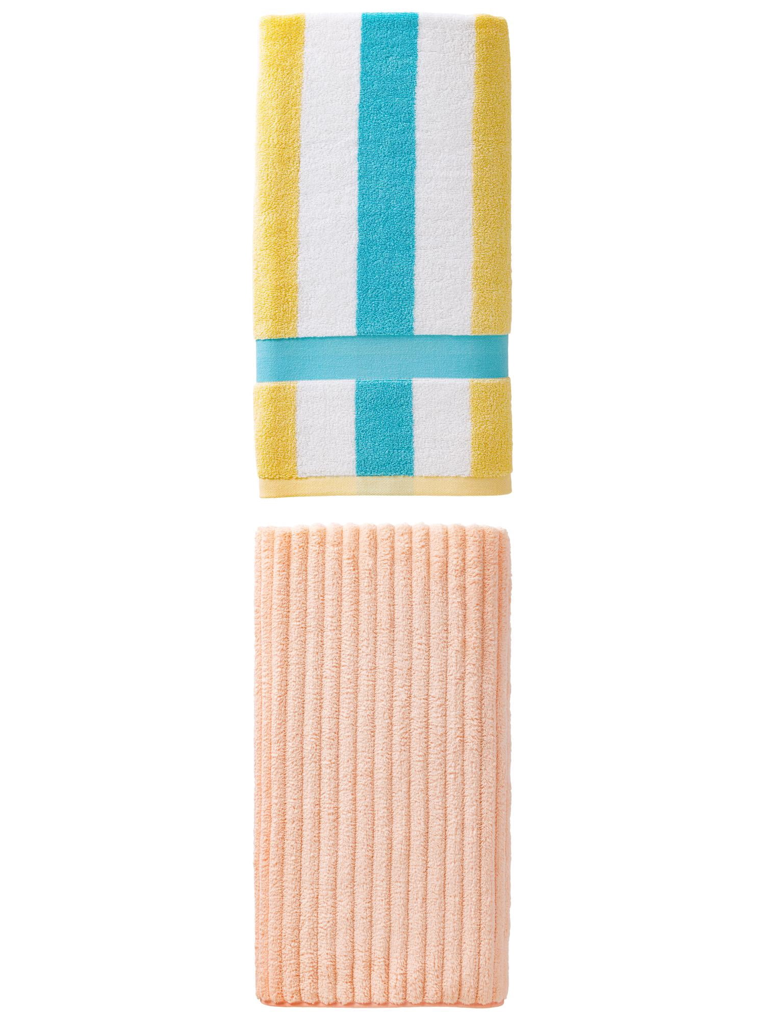 Unique Bargains Absorbent Milky Bath Towel 2 Pack Peach Pink/Lake Blue 55" x 28"