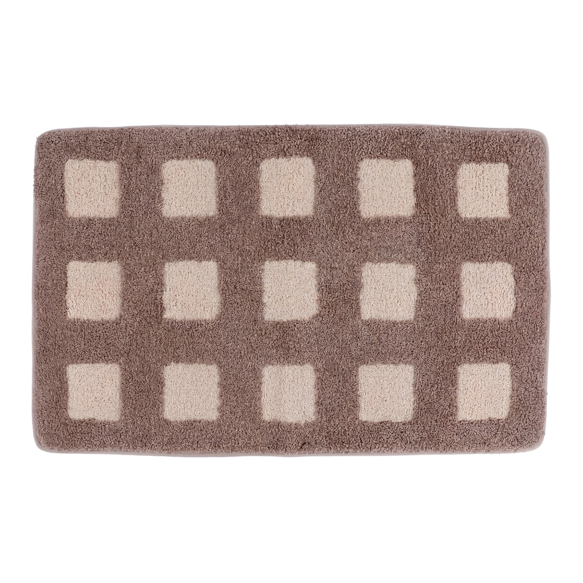 Unique Bargains Absorbent Non Slip Checkered Soft Plush Quick Dry Bath Mat Brown 24" x 16"