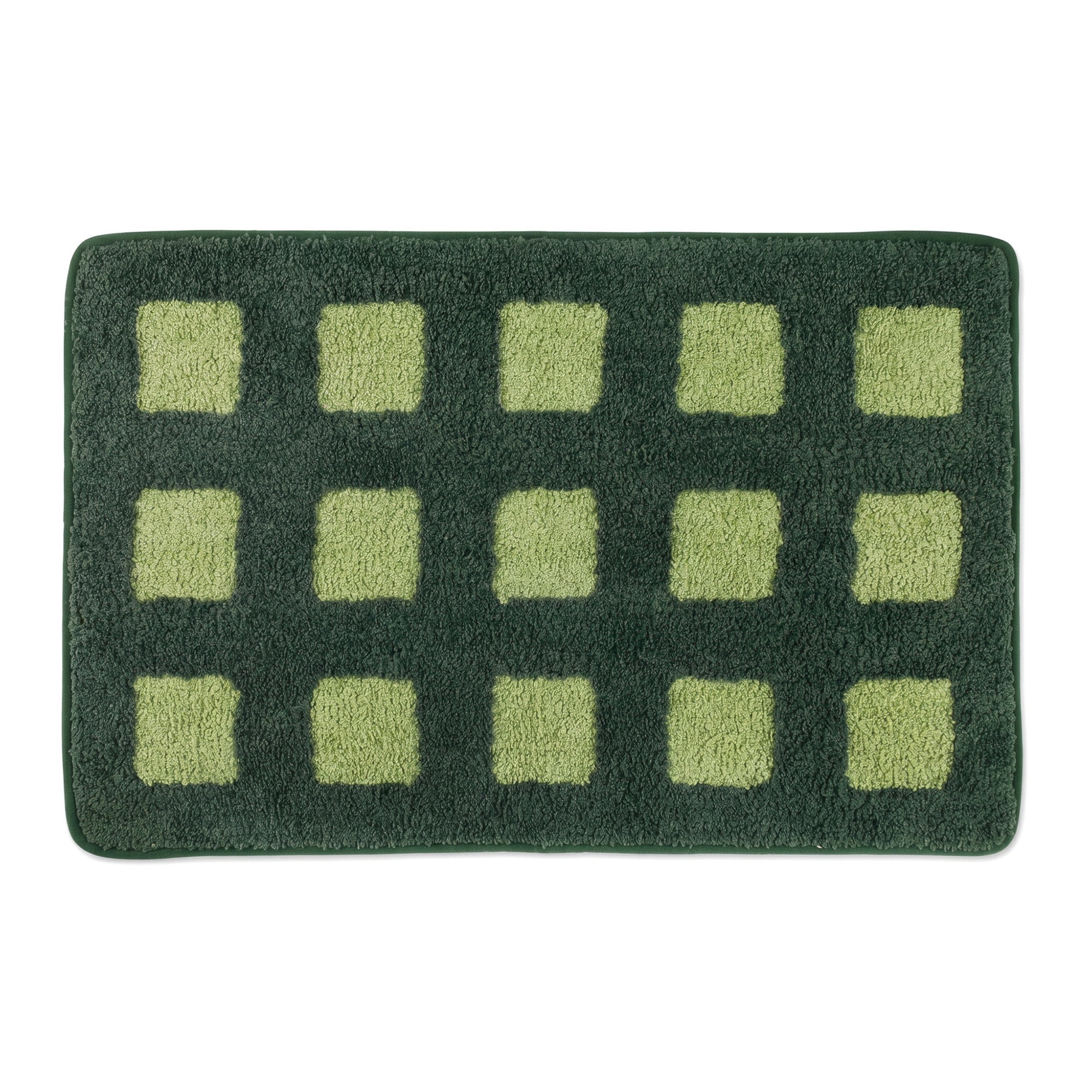 Unique Bargains Absorbent Non Slip Checkered Soft Plush Quick Dry Bath Mat Green 24" x 16"