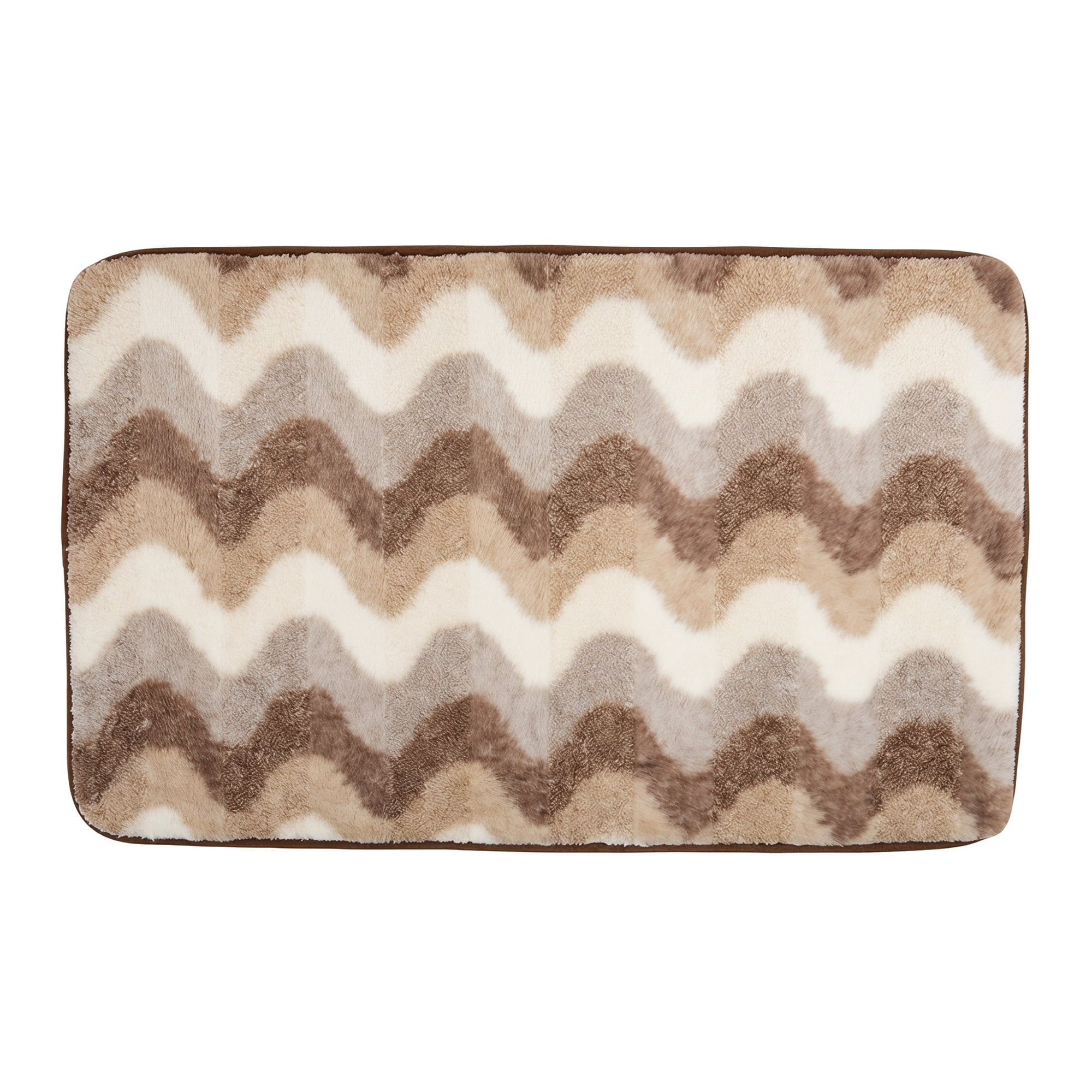 Unique Bargains Absorbent Non-Slip Machine Washable Geometric Bath Mat Brown 24" x 16"