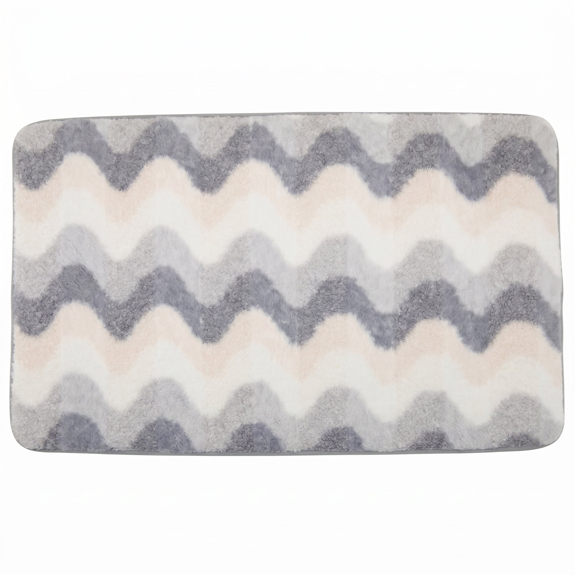 Unique Bargains Absorbent Non-Slip Machine Washable Geometric Bath Mat Gray 32" x 20"