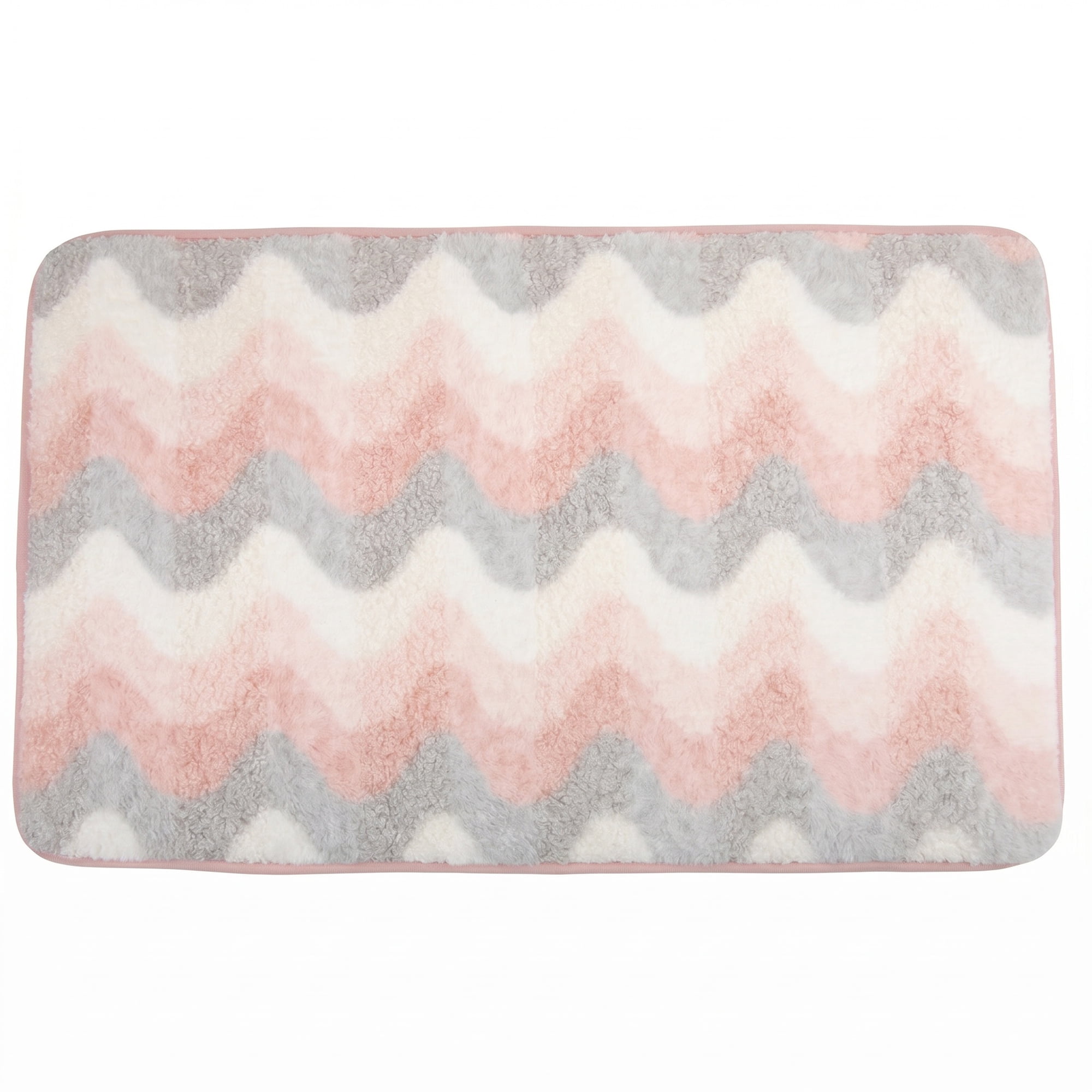 Unique Bargains Absorbent Non-Slip Machine Washable Geometric Bath Mat Pink 32" x 20"