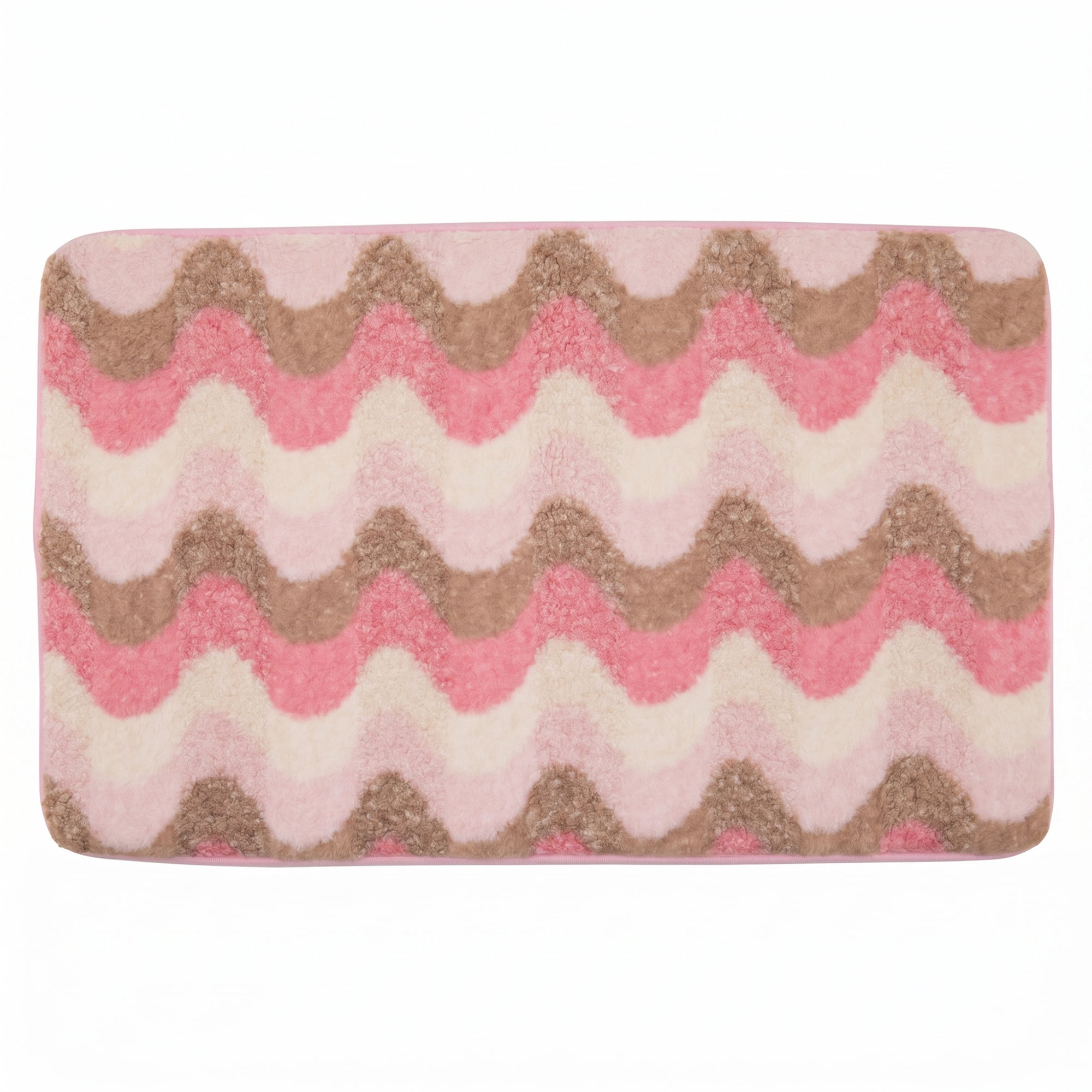 Unique Bargains Absorbent Non-Slip Machine Washable Geometric Bath Mat Rose Pink 32" x 20"