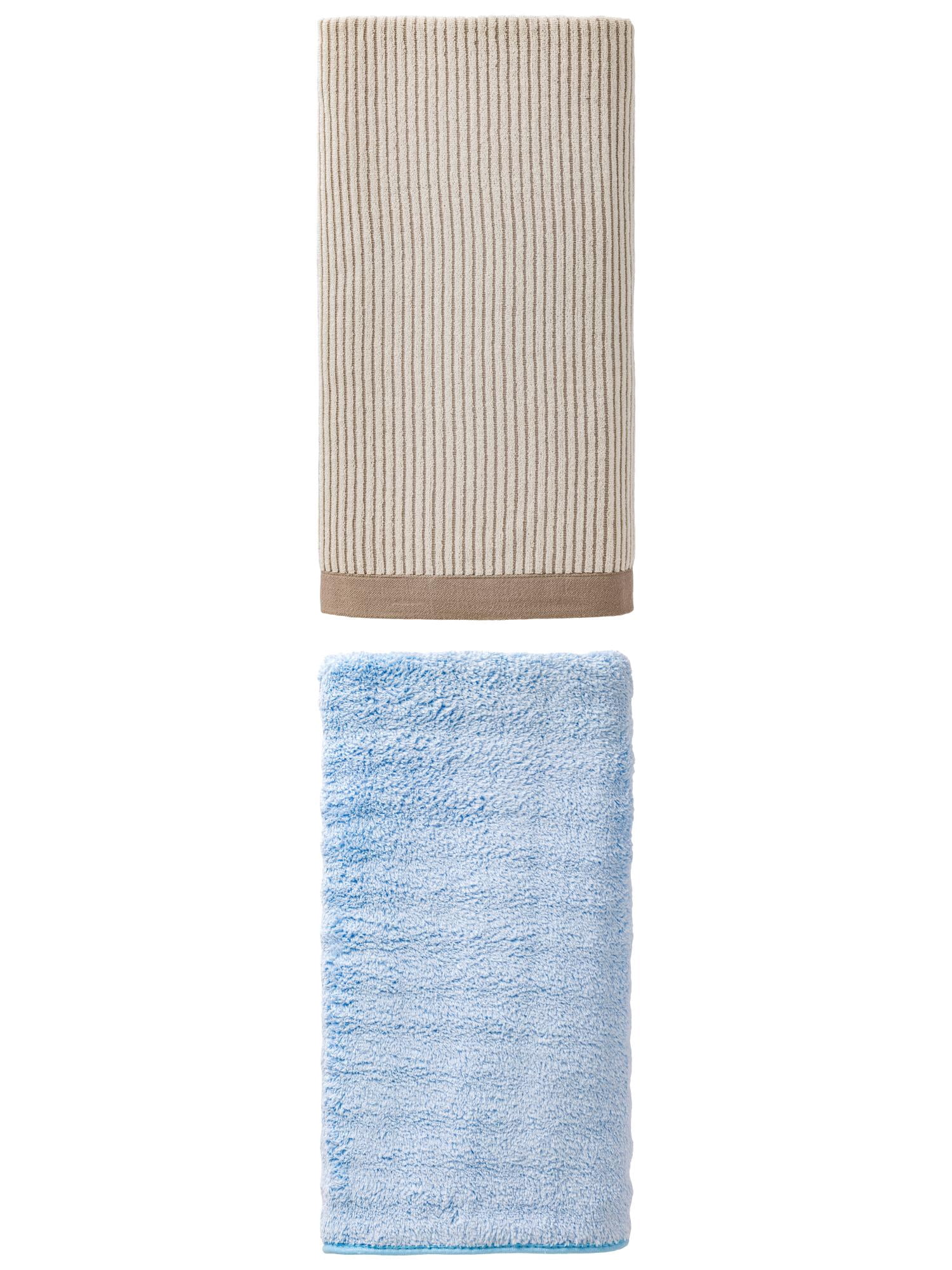Unique Bargains Absorbent Pure Bath Towel, Hotel Quality 2 Pack Brown/Blue 55" x 28"