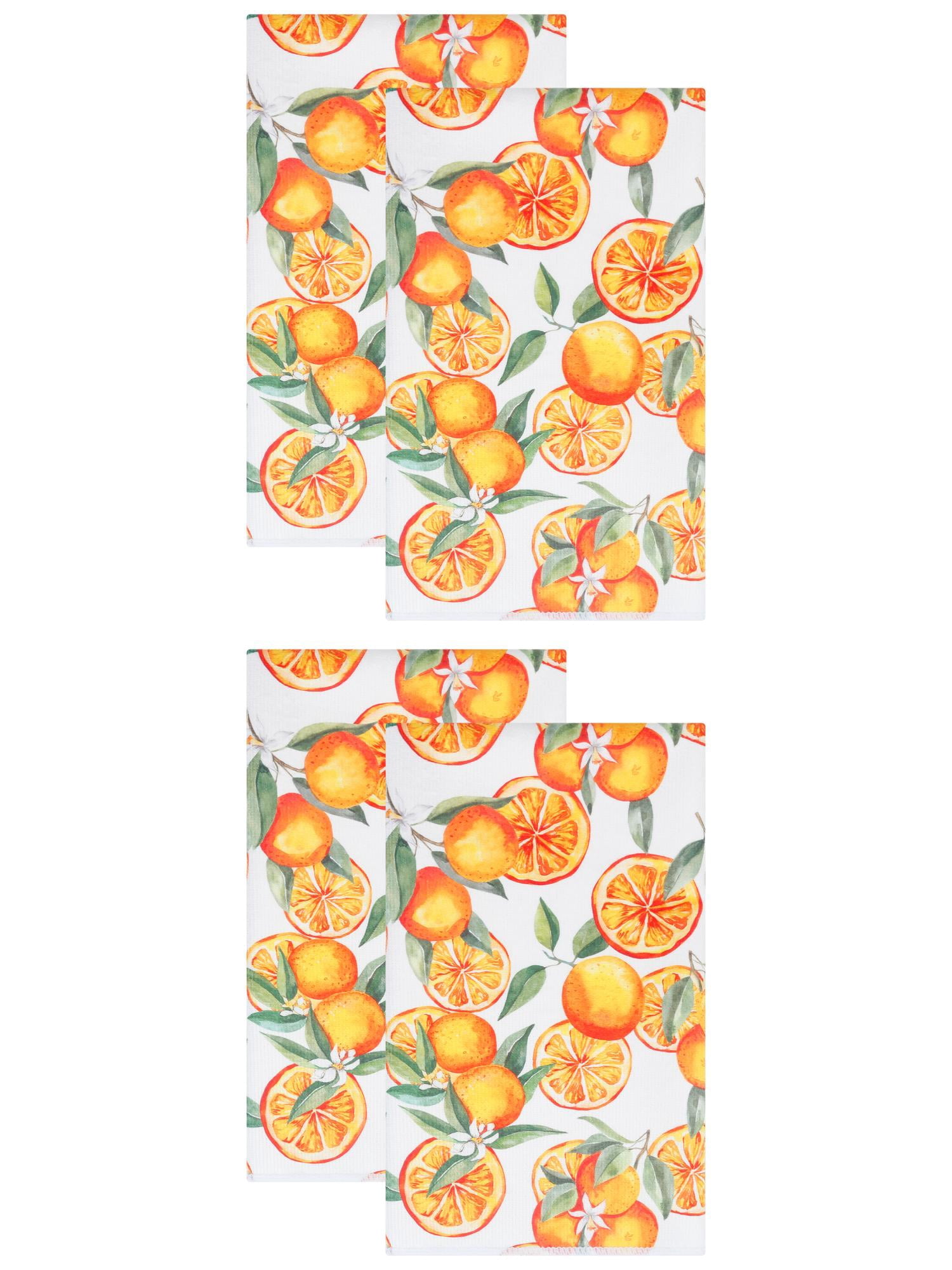 Unique Bargains Absorbent Soft Quick Dry Microfiber Dish Towels 4 Pack/6 Pac Orange 2 Pack