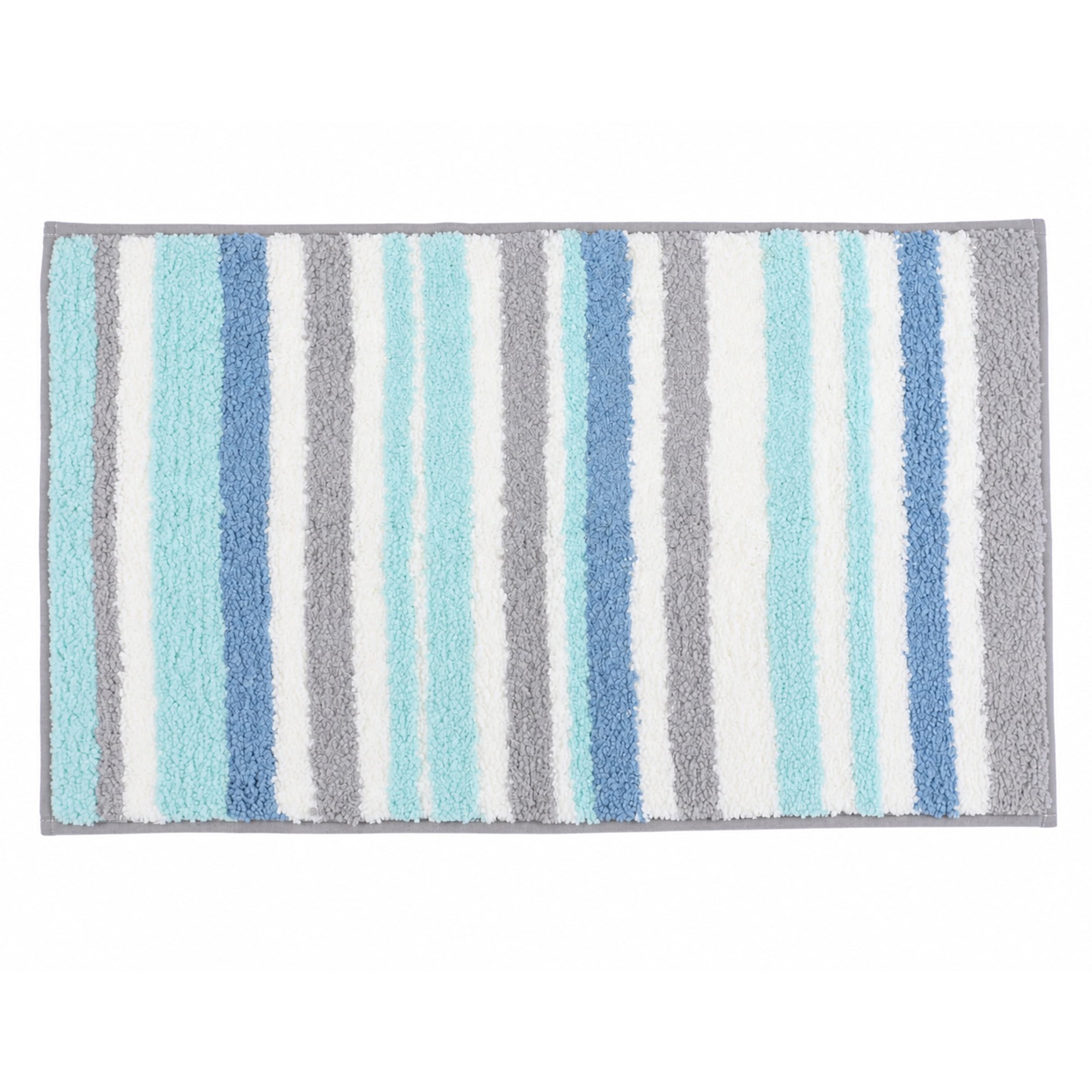 Unique Bargains Absorbent Striped Non Slip Quick Dry Washable Bath Mats Blue 30"x17"