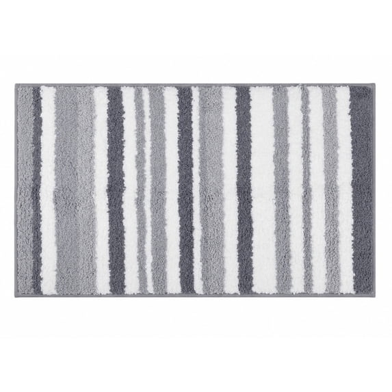 Unique Bargains Absorbent Striped Non Slip Quick Dry Washable Bath Mats Gray 30"x17"