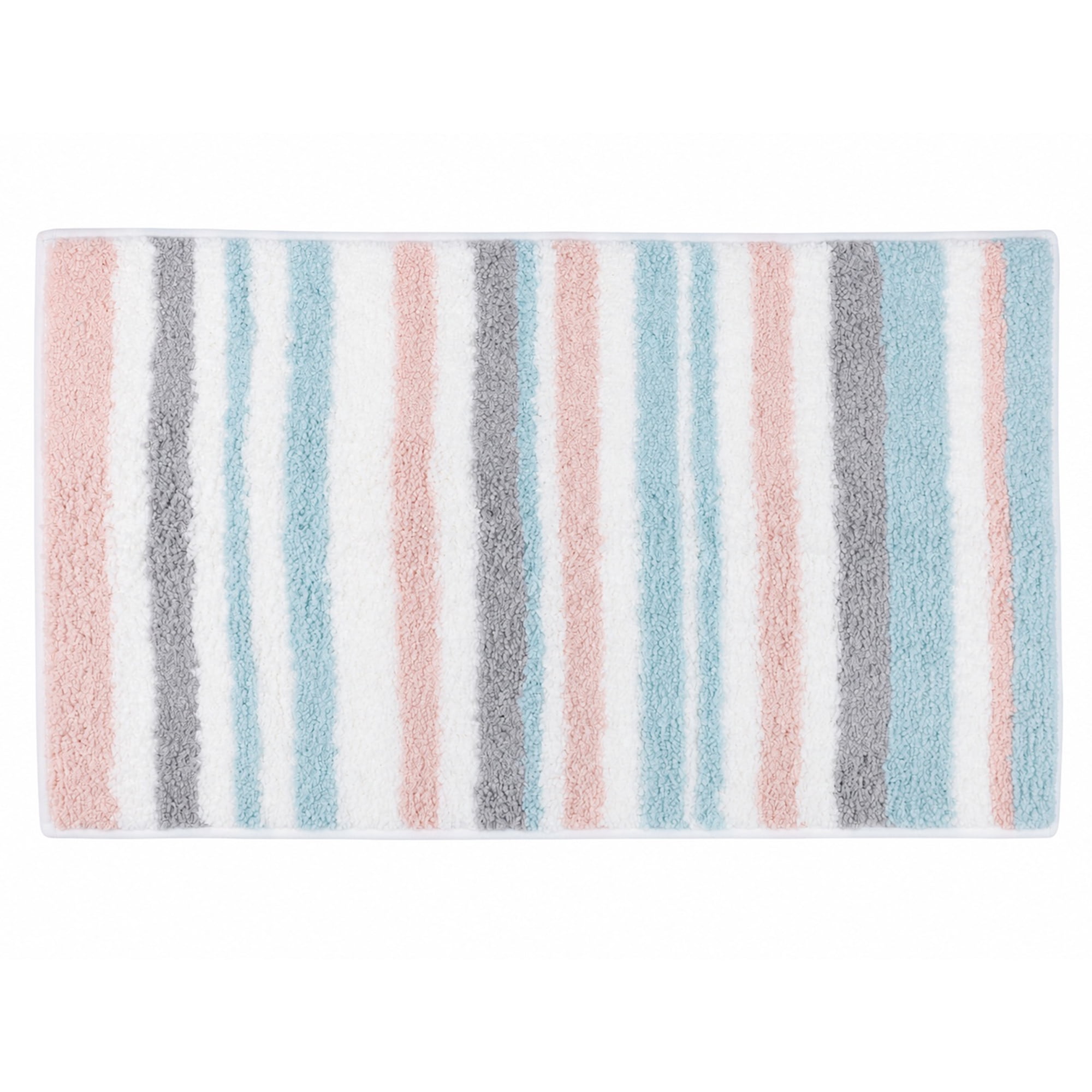 Unique Bargains Absorbent Striped Non Slip Quick Dry Washable Bath Mats Pink 30"x17"