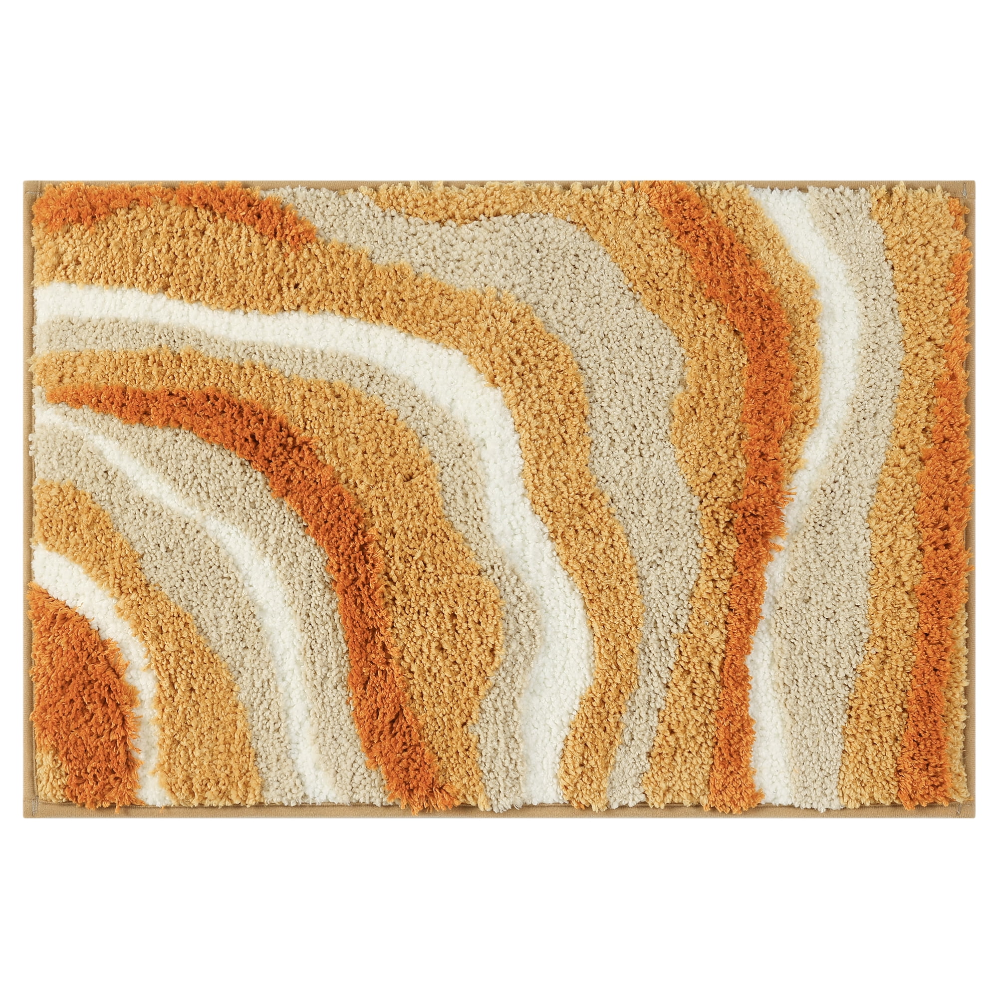 Unique Bargains Abstract Bathroom Rug Soft Bath Mat Non-Slip Thickening Bath Rugs Khaki 16" x 24"