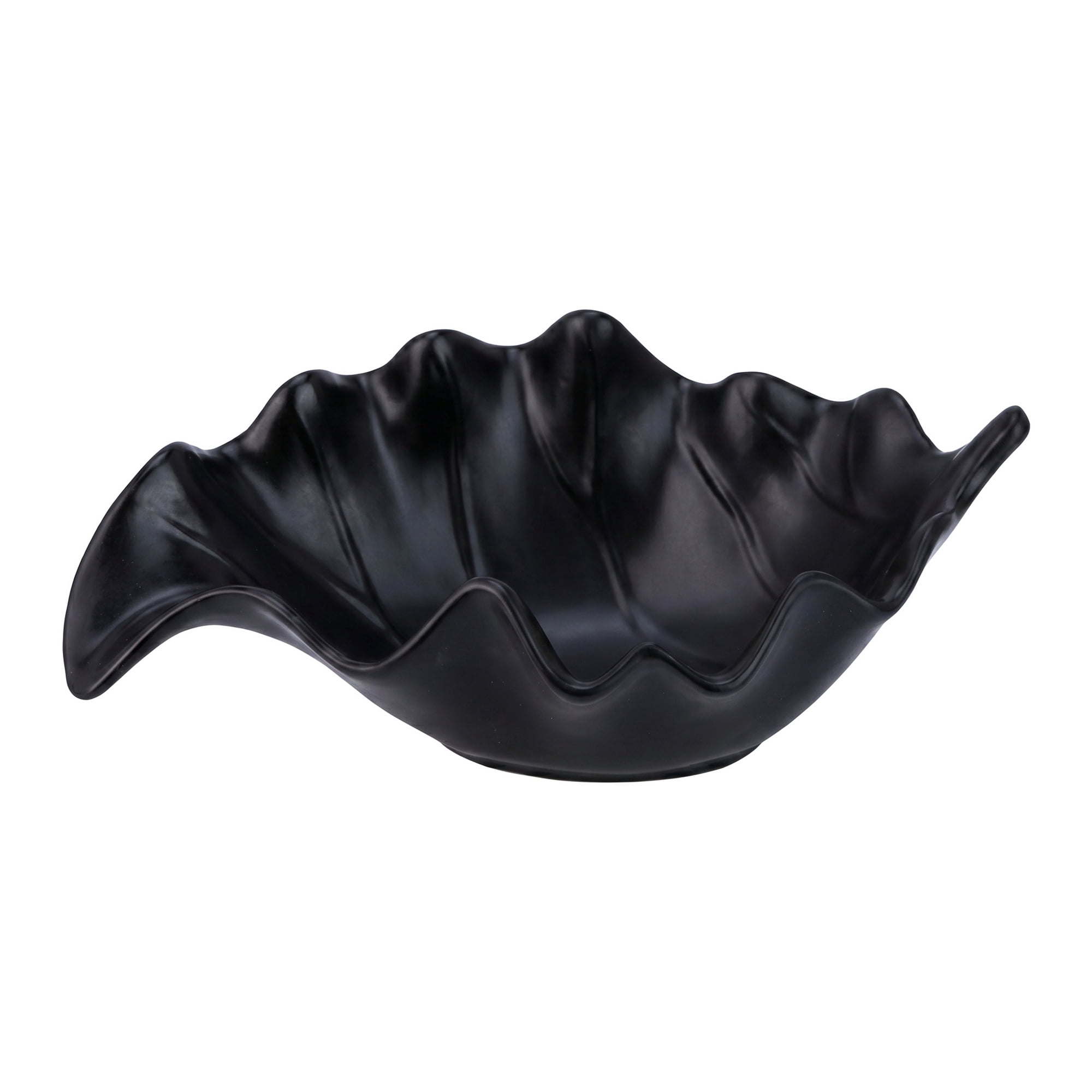 Unique Bargains Abstract Leaf Tall Sculptural Ceramic Bowl Black 5.5*3.9*10.4inch