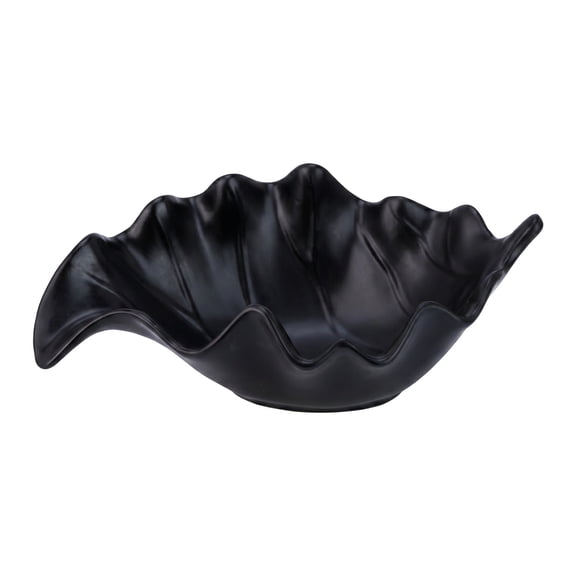 Unique Bargains Abstract Leaf Tall Sculptural Ceramic Bowl Black 5.5*3.9*10.4inch