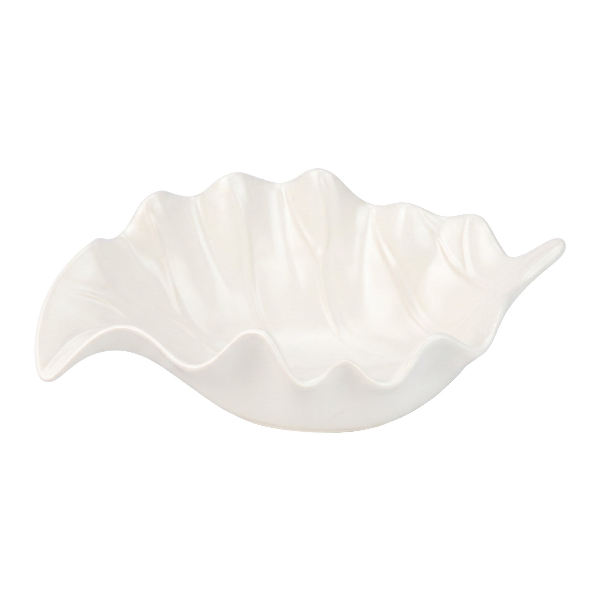 Unique Bargains Abstract Leaf Tall Sculptural Ceramic Bowl White 5.5*3.9*10.4inch