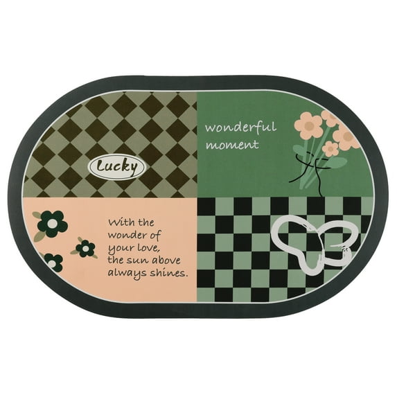 Unique Bargains Abstract Non-Slip Absorbent Bathroom Floor Rug Mat Brown Green 20" x 32"