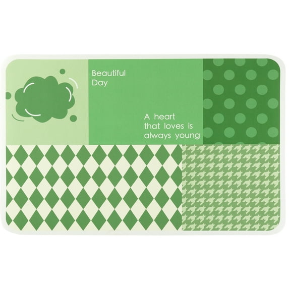 Unique Bargains Abstract Non-Slip Absorbent Bathroom Floor Rug Mat Green 18" x 28"