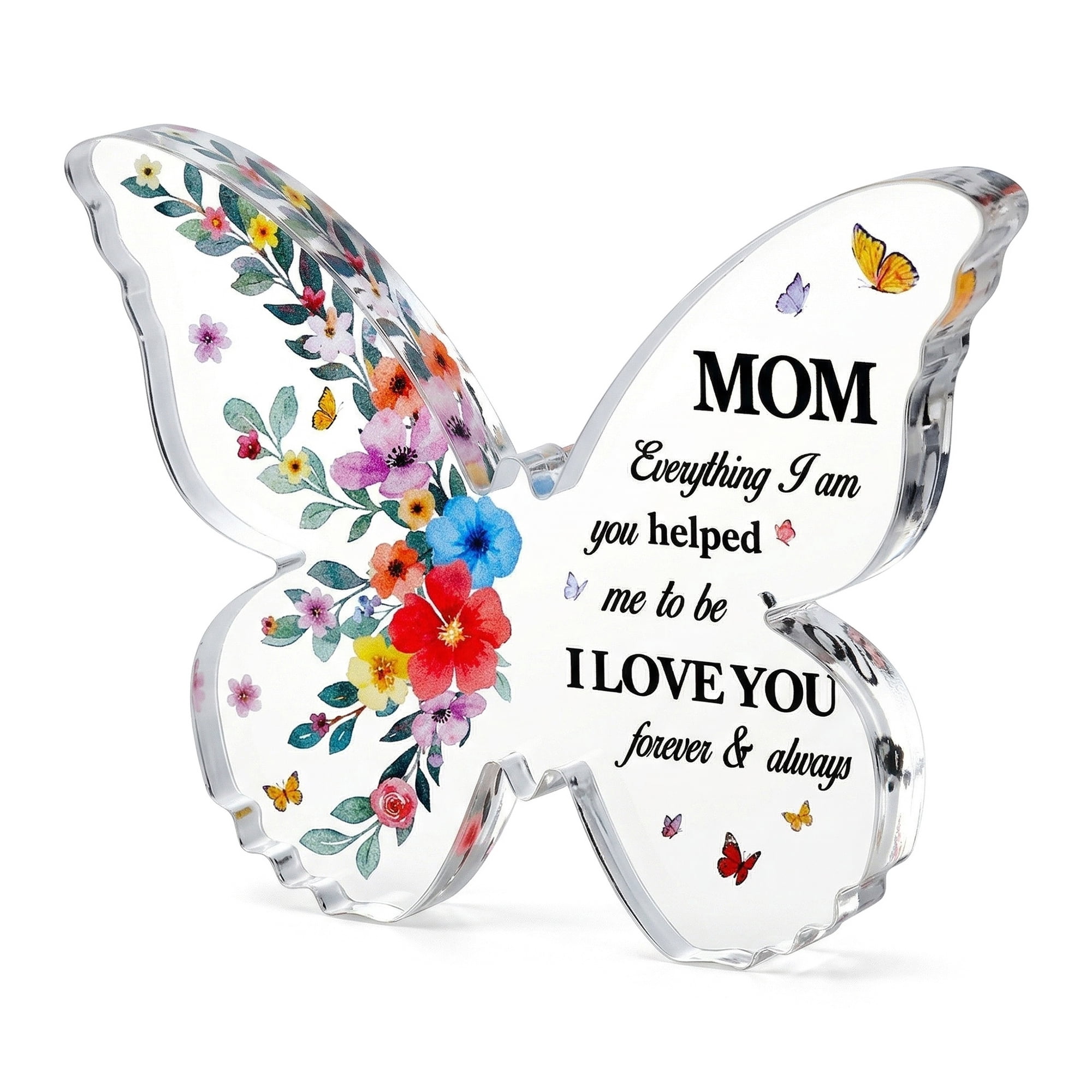 Unique Bargains Acrylic Butterfly Gift Inspirational Desk Plaque Ornament White 3in