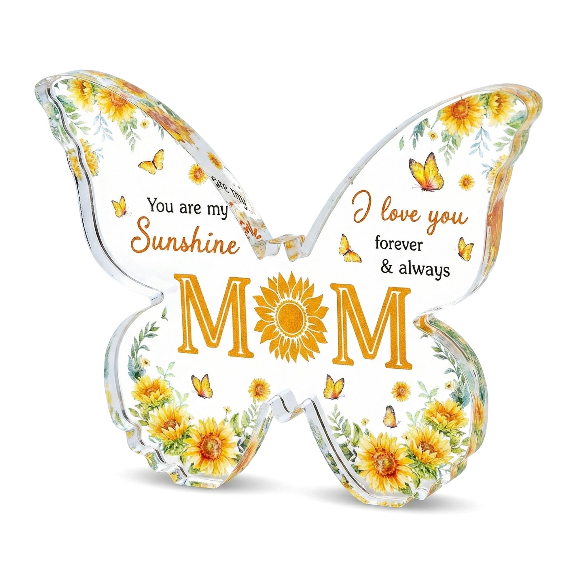 Unique Bargains Acrylic Butterfly Gift Inspirational Desk Plaque Ornament Yellow 3in