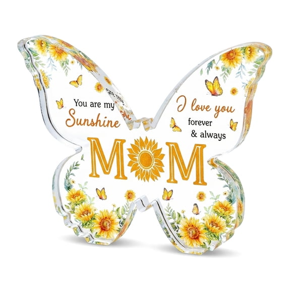 Unique Bargains Acrylic Butterfly Gift Inspirational Desk Plaque Ornament Yellow 3in