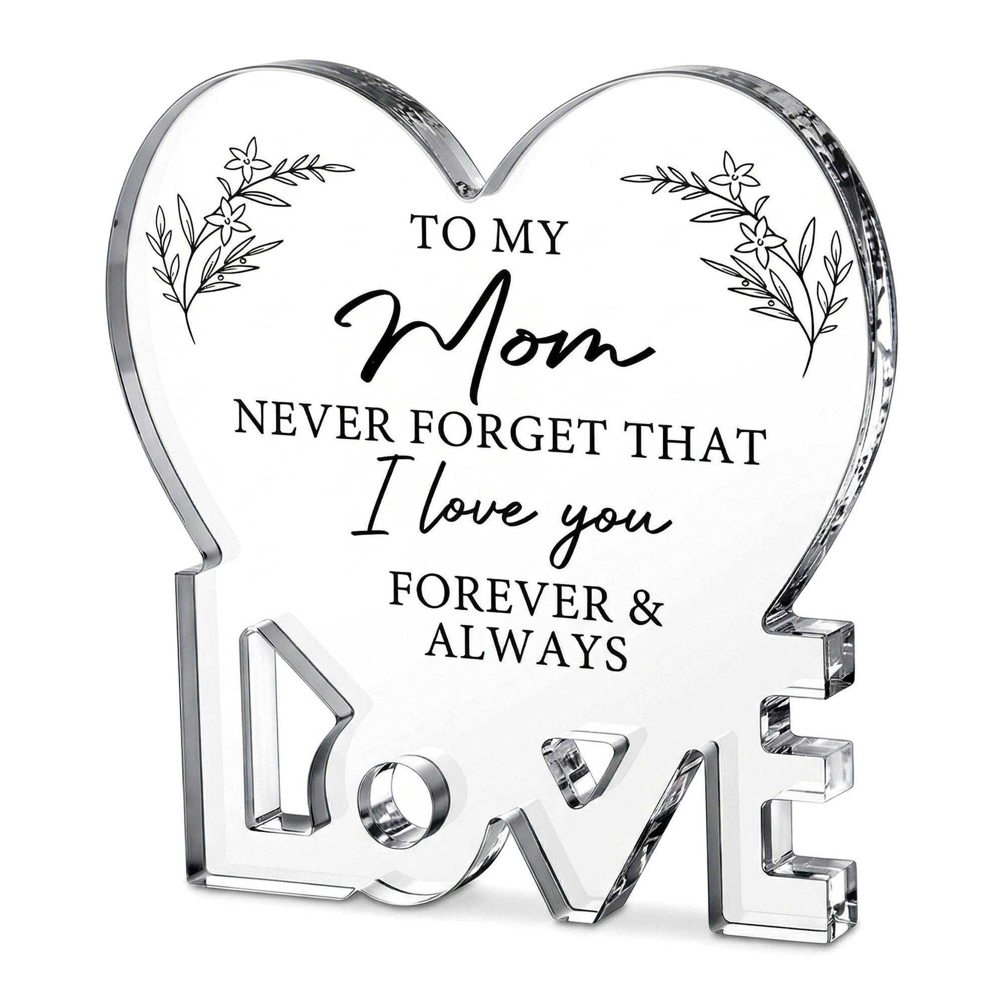 Unique Bargains Extra Thick Acrylic Desk Sign Gift Square Keepsake Plaque White Heart Shape 3.5"