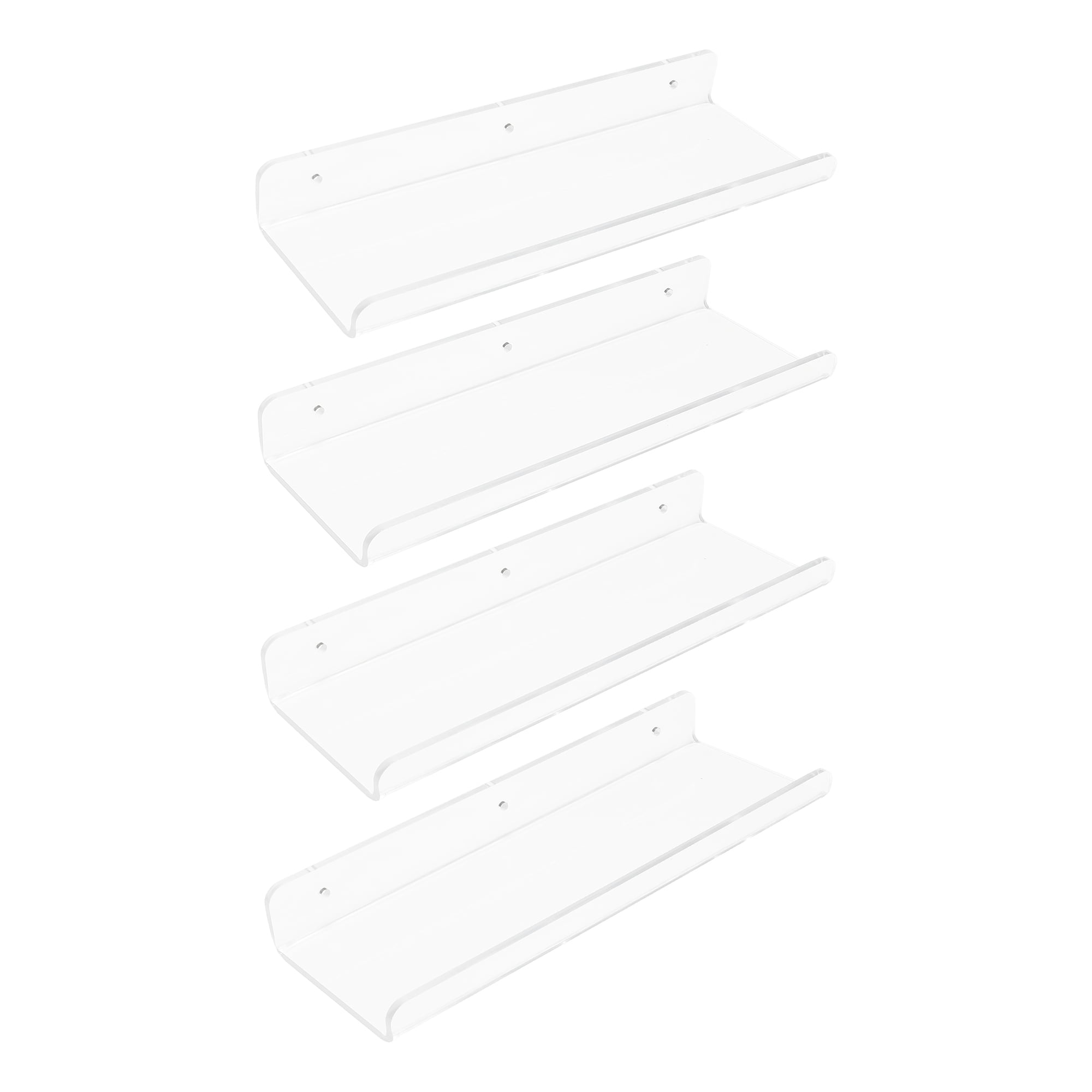 Unique Bargains Acrylic Floating Shelves Clear Acrylic Shelf for Living Room Bedroom Wall 12" x 4" x 2" 4