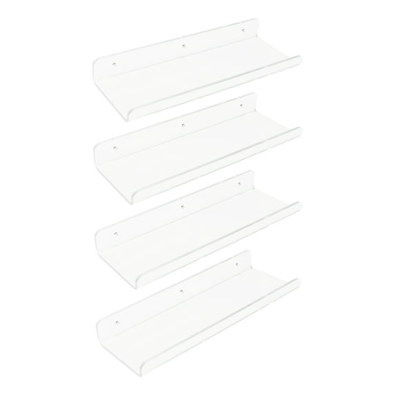 Unique Bargains Acrylic Floating Shelves Clear Acrylic Shelf for Living Room Bedroom Wall 12" x 4" x 2" 4