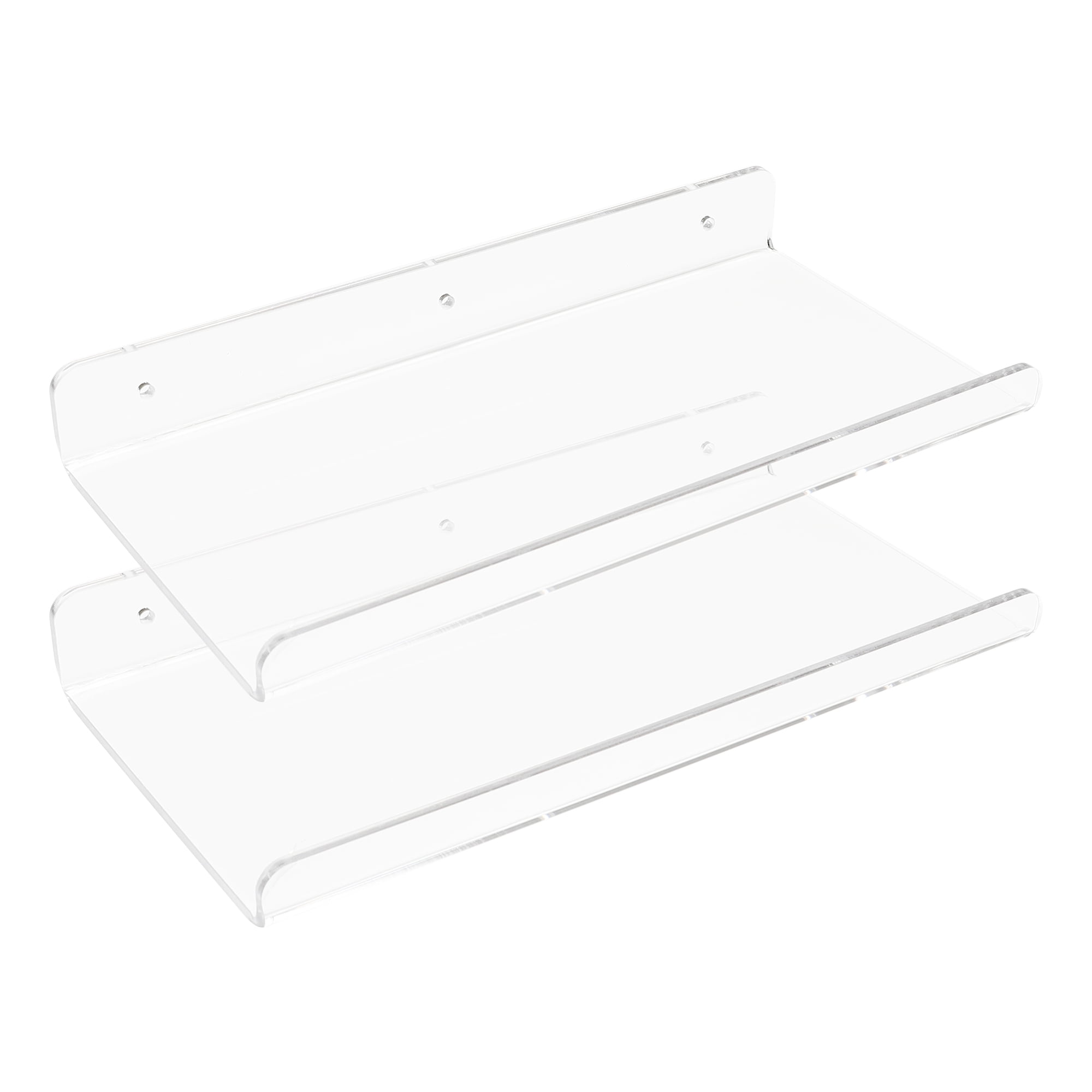 Unique Bargains Acrylic Floating Shelves Wall Mounted Display Shelf for Bathroom 2 Pack