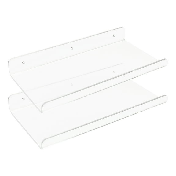 Unique Bargains Acrylic Floating Shelves Wall Mounted Display Shelf for Bathroom 2 Pack