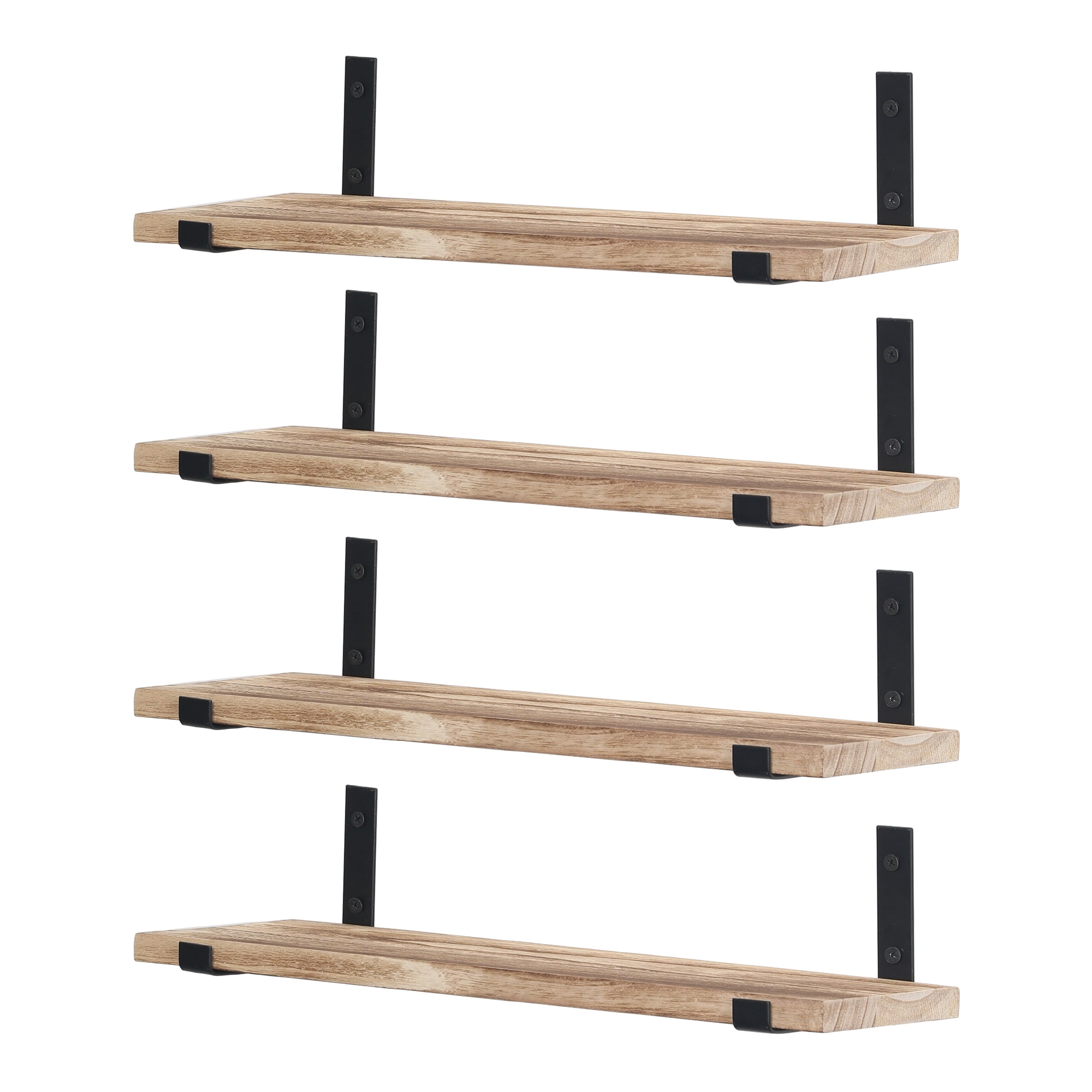 Unique Bargains Acrylic Floating Shelves for Wall Bathroom Kitchen Light Brown 15.7"x5.9"