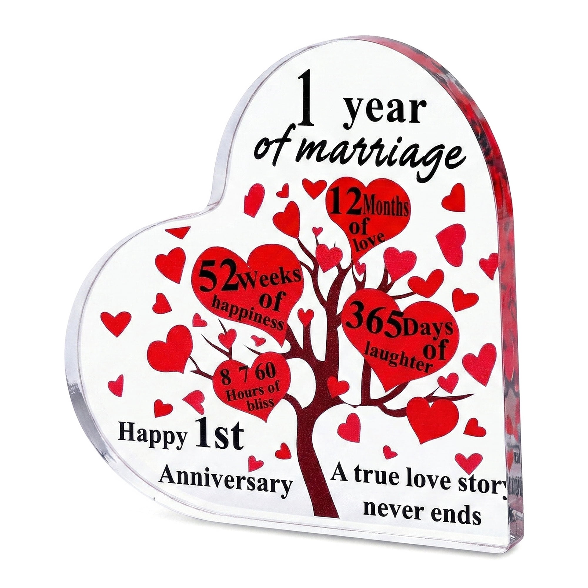 Unique Bargains Acrylic Heart Desk Sign Gift Keepsake Plaque for Coworker Boss Friend Tree Pattern 10"L x 10"W x 1"H