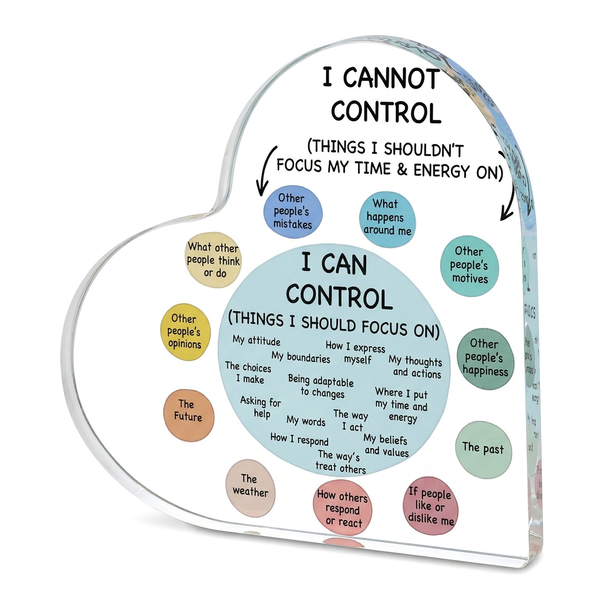 Unique Bargains Acrylic Heart Desk Sign Gift Keepsake Plaque for Coworker Style A 3.9in