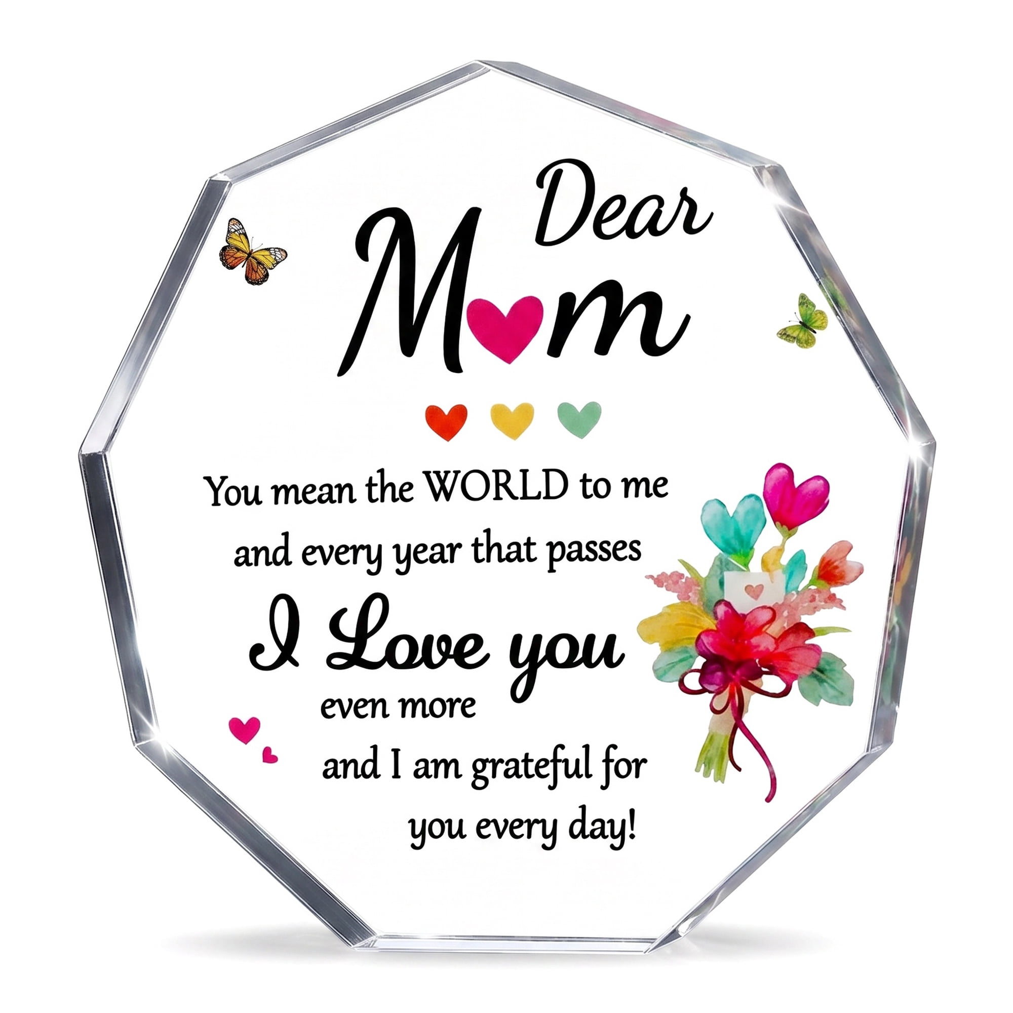Unique Bargains Acrylic Heart Desk Sign Gift Keepsake Plaque for Friend 10"L x 10"W x 1"H